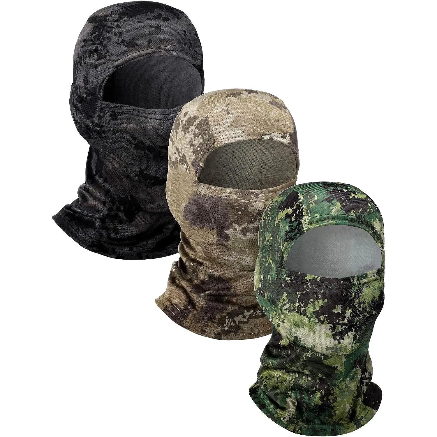3 Pcs Camo Balaclava Sun Protection for Men | Ski Face Mask, Summer UV Full Face Cover for Men Women, Breathable Camo Balaclava, for Outdoor Sports Cycling Fishing