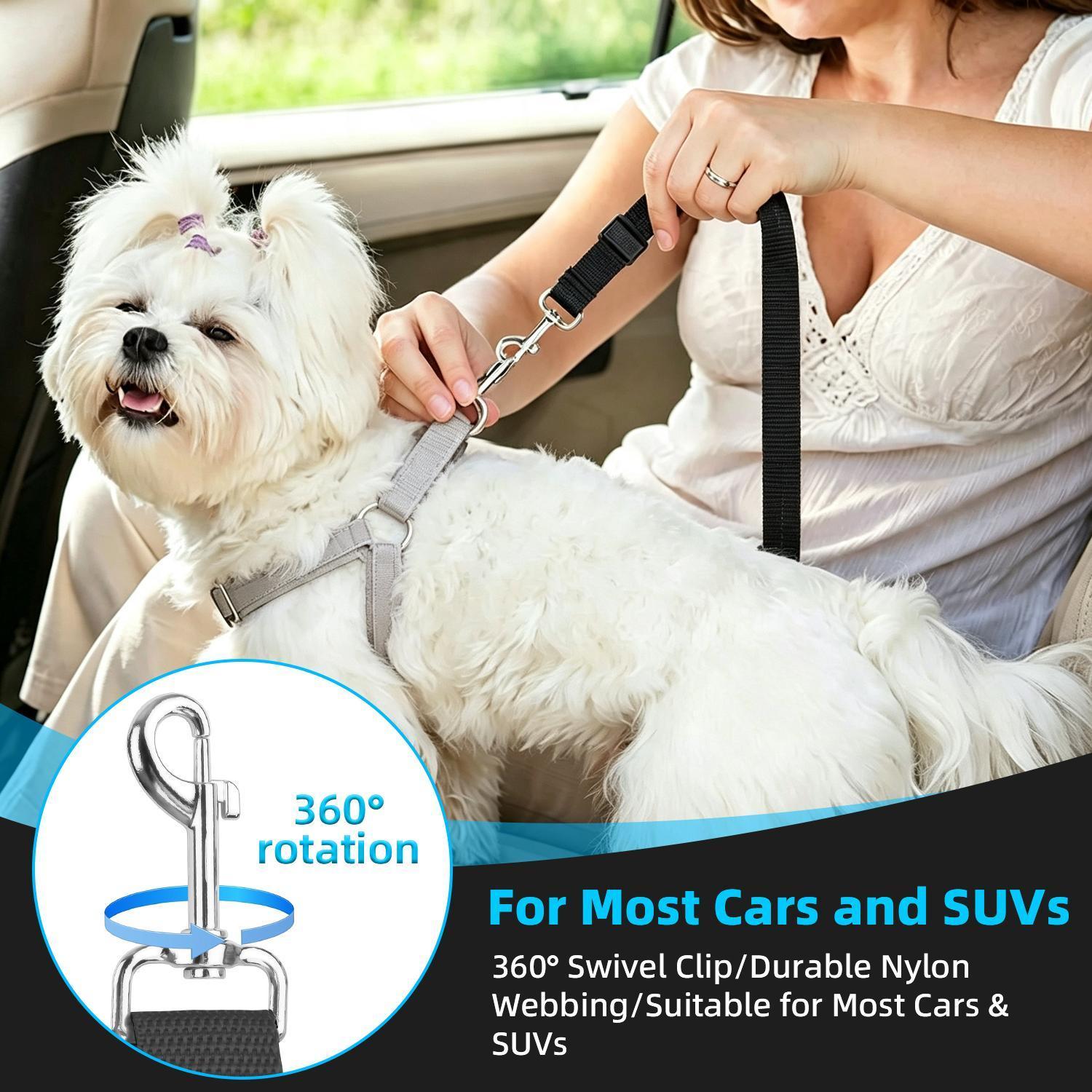 Car Seat Belt Dog Leash, Length Adjustable Pet Safety Leash, Car Safety Leash, Dog Traction Rope, Car Interior Accessories