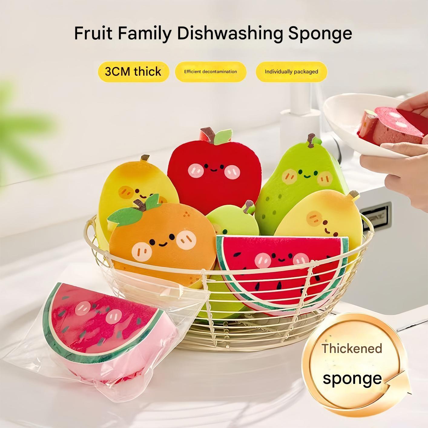 Fun Fruit and Vegetable Dish Sponge, Specialized Bowl Cleaning Sponge, Home Kitchen Multi-Functional Pot and Plate Cleaner