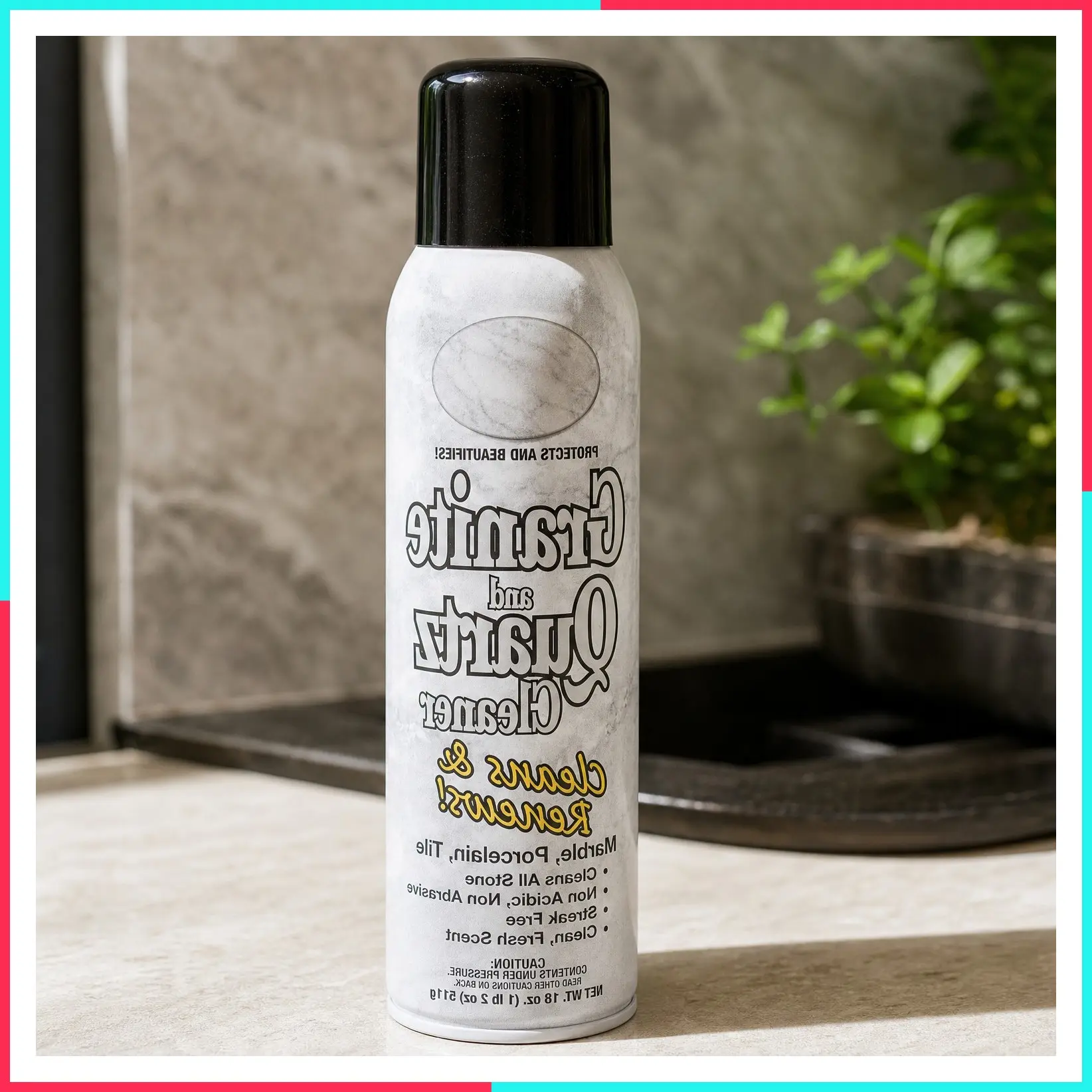 18 oz Granite & Marble Countertop Cleaner Spray - Cleans & Renews Stone Surfaces for Vanity, Table Top, Kitchen Counters