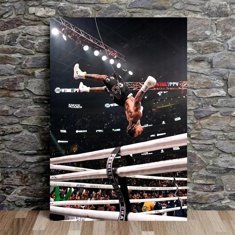 Javonta Davis Boxing Canvas Art Poster - 30.48x 45.72cm inches, Unframed - Dynamic Wrestler Action Scene, High-Quality Canvas - Suitable for Bedroom and Office Decoration, Ideal Gift for Sports Enthusiasts
