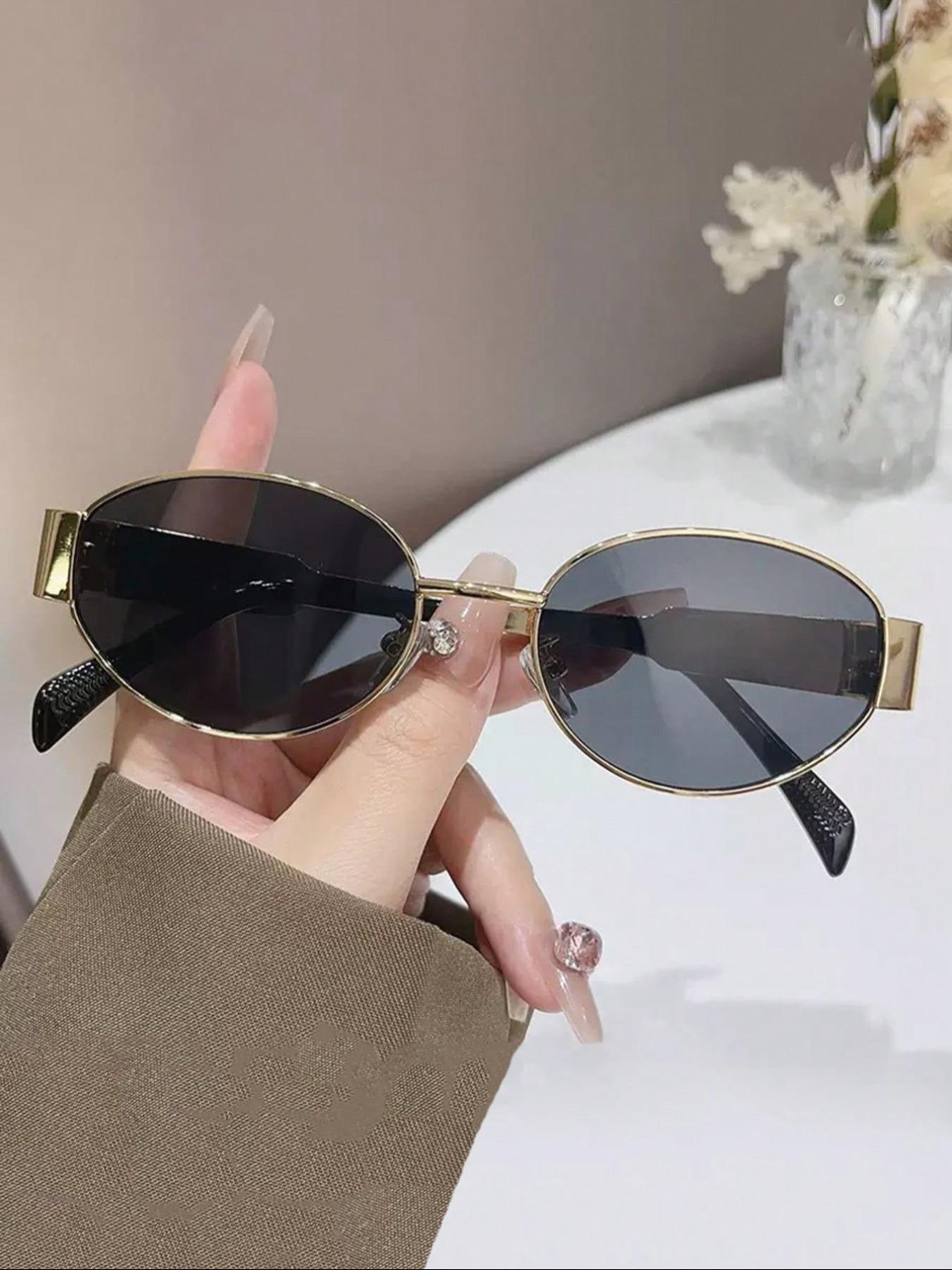 Women's Classic Oval Sunglasses Style, Perfect for Beach Vacation, Driving, Camping, Shopping, Trendy Fashion Accessory