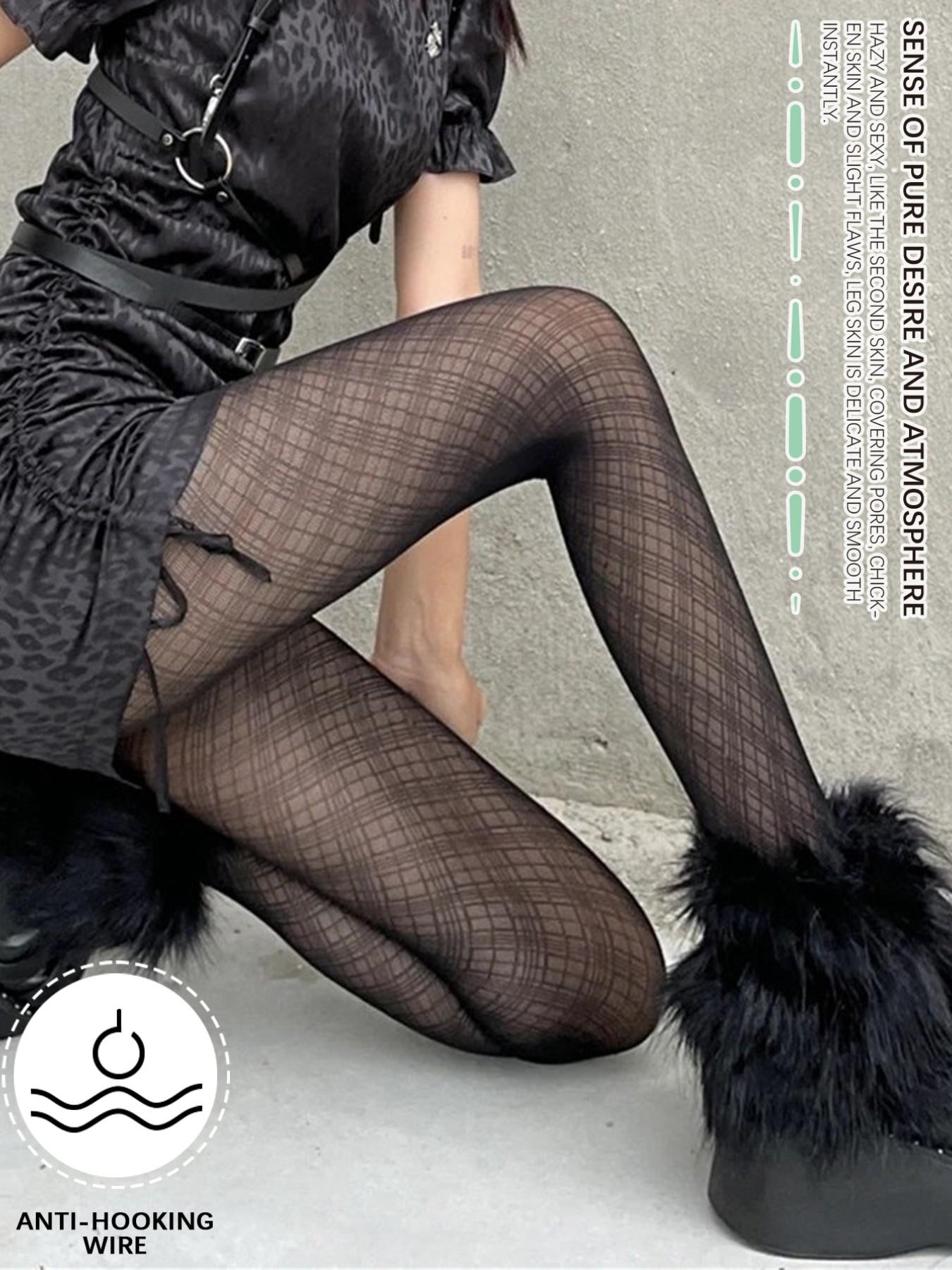 Spring Summer New Japanese Style Sexy Mesh Pantyhose, Anti-Snag Stockings for Women, Fitted Plain Pattern, Elegant Style