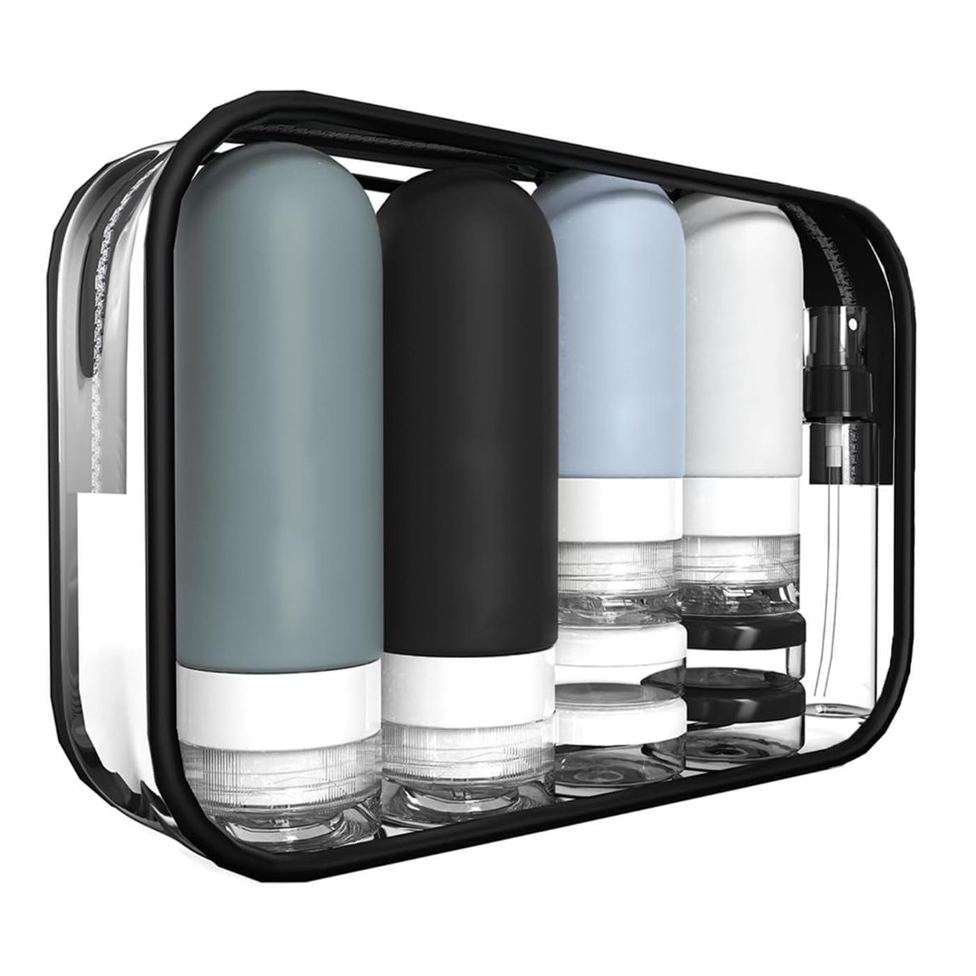 15-Piece Travel Dispenser Set, Silicone Toothbrush Holder, Leak-Proof Reusable Shampoo Conditioner Bottle, Essential Travel Accessories
