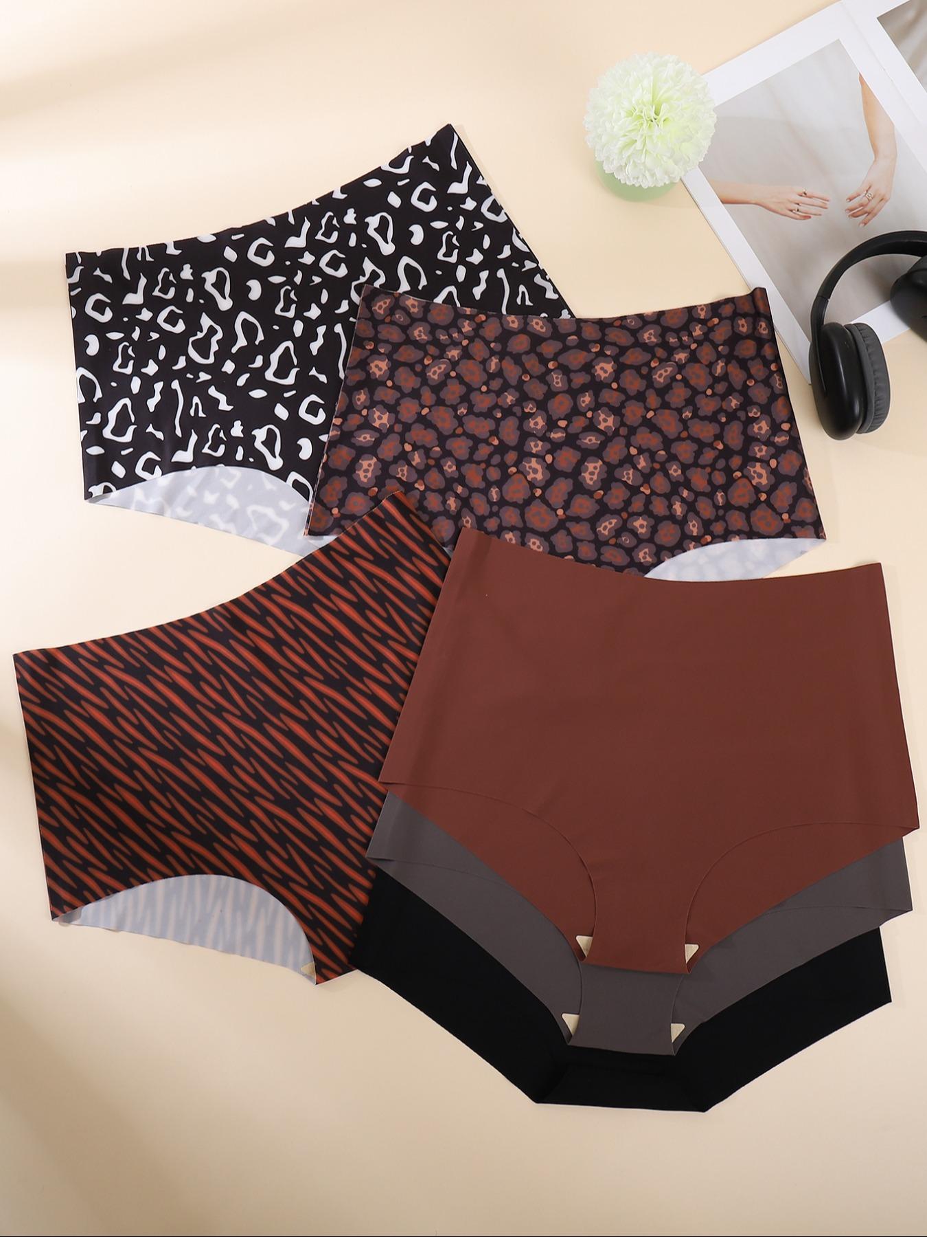 【Plus Size】 Women's Leopard Print Panty, Breathable Comfortable Seamless Knicker for Daily Wear, Casual Breathable Knicker, Women's Underwear for All Seasons