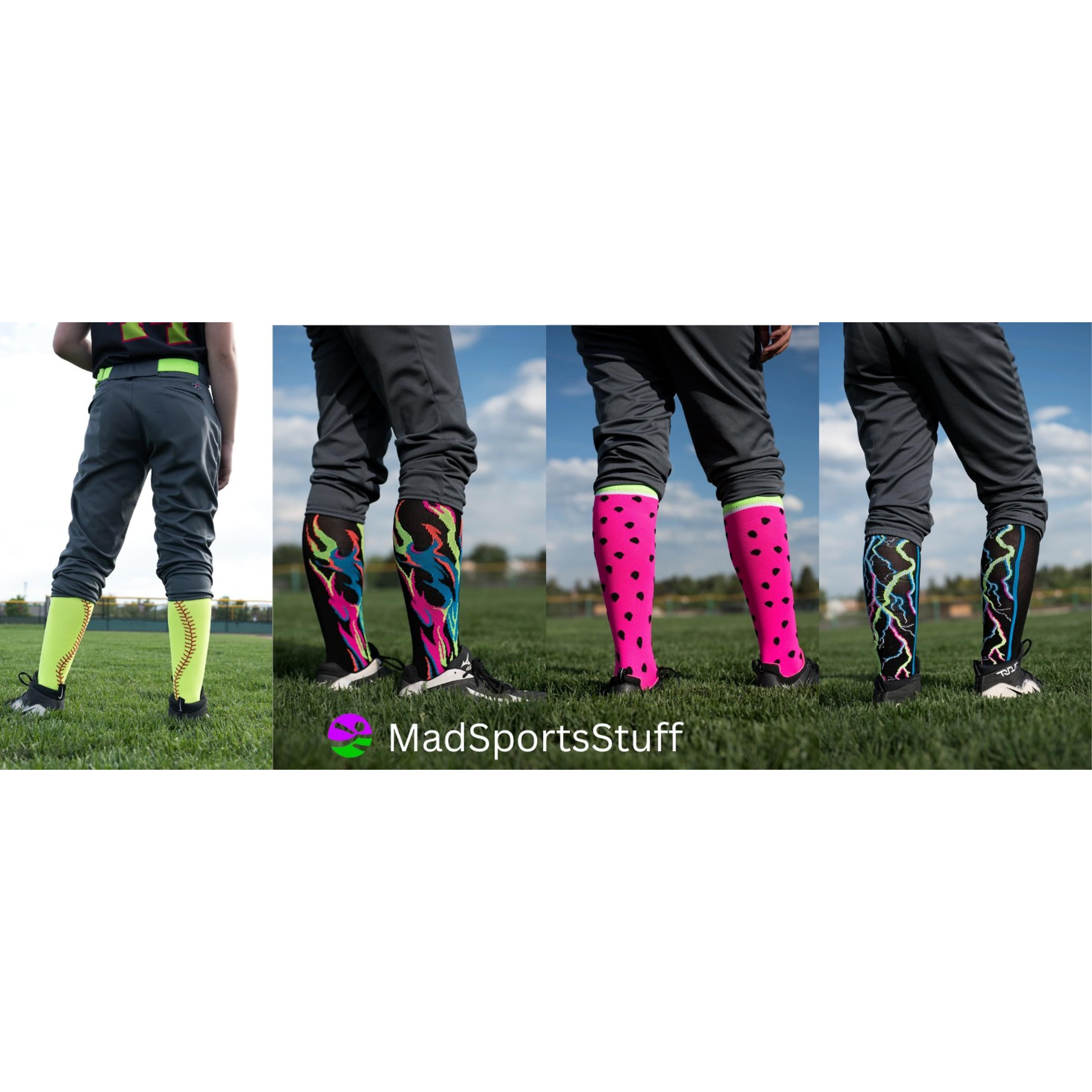 Crazy Tie Dye Tall Over the Calf Athletic Socks for Softball Soccer Volleyball Fun Neon ColorsGift