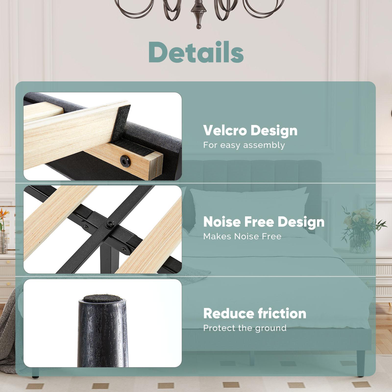 Twin/Full/Queen/King Size Fabric Upholstered Sturdy Wood Slats No Box Spring Needed Modern Design with Upholstery Platform Bed Twin/Full/Queen/King Size Fabric Upholstered Sturdy Wood Slats No Box Spring Needed Modern Design with Upholstery Platform Bed