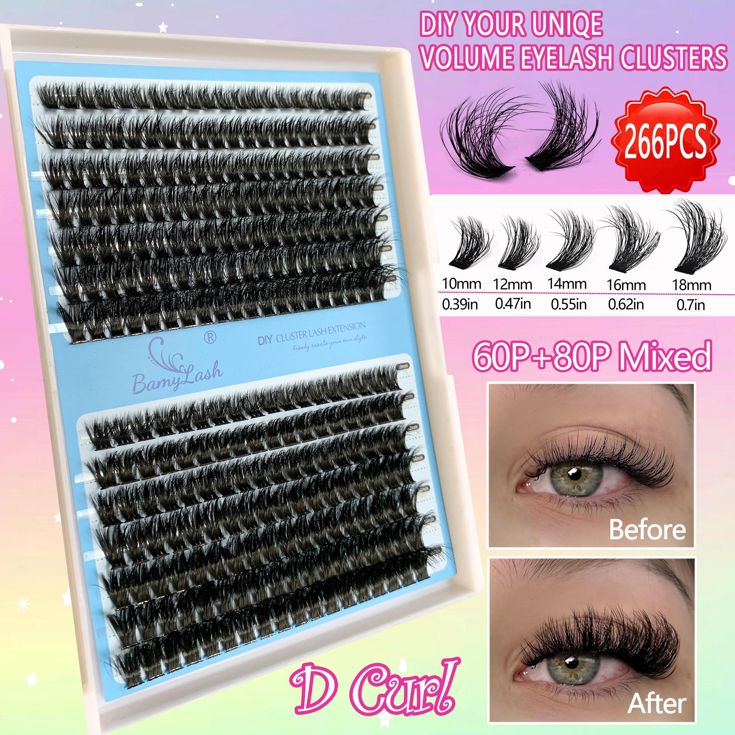 6 Boxes Cluster Eyelash Kit with Glue Remover Applicator and Curler,Long-Lasting for Natural 3D Wispy Soft Comfortable Daily Wear Beginner-Friendly DIY Lashes for Voluminous Look Trendy Cluster Lashes,Gift Pack for Xmas