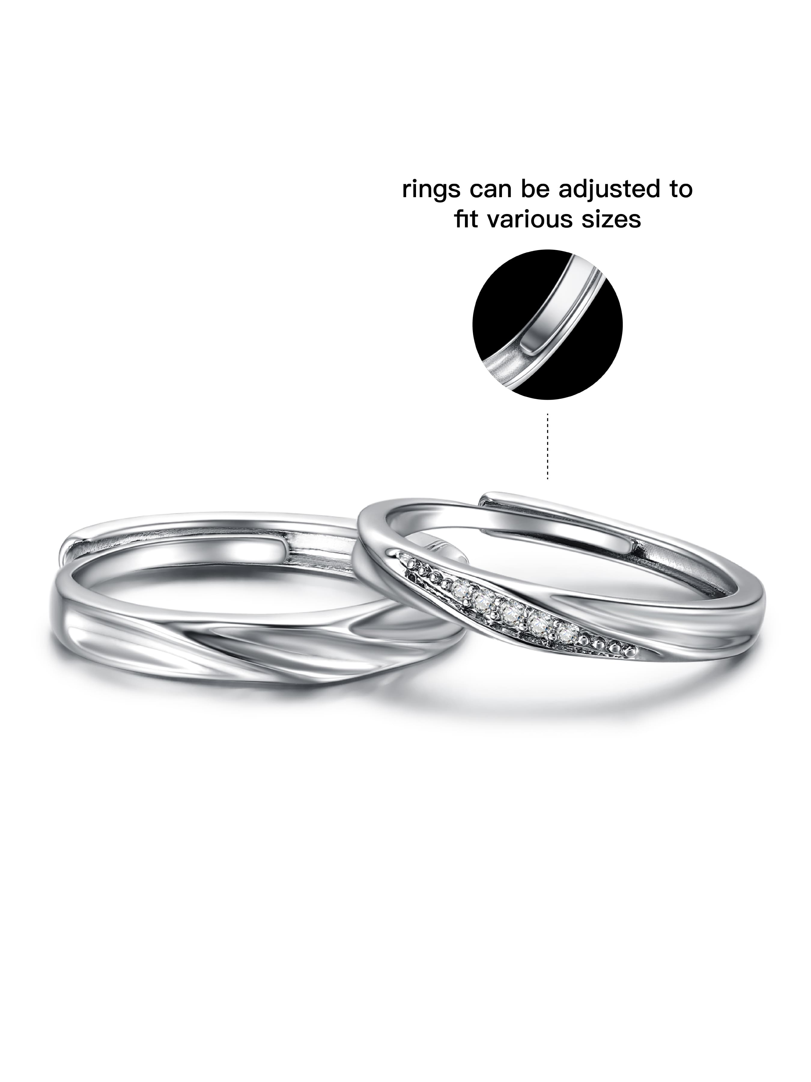 S999 Sterling Silver Couple Ring, Infinity Ring, Adjustable Open Ring, Fashion Jewelry Accessories for Women & Men, Birthday Gift, Anniversary Gift