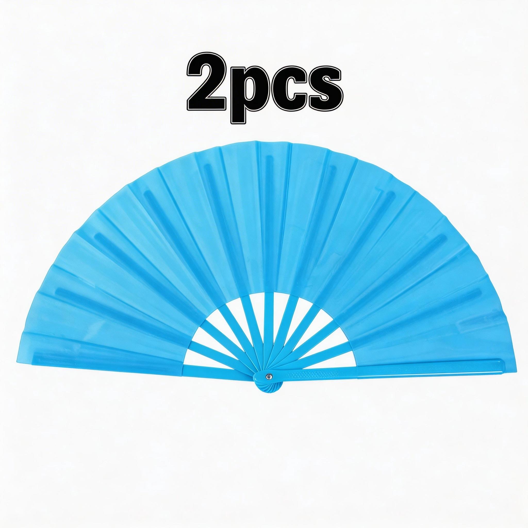 2 Pcs Colorful Kung Fu Sound Fans, 10 Inch Chinese Dance Plastic Fan, Martial Arts Performance Tai Chi Dual-Sided Folding Fan