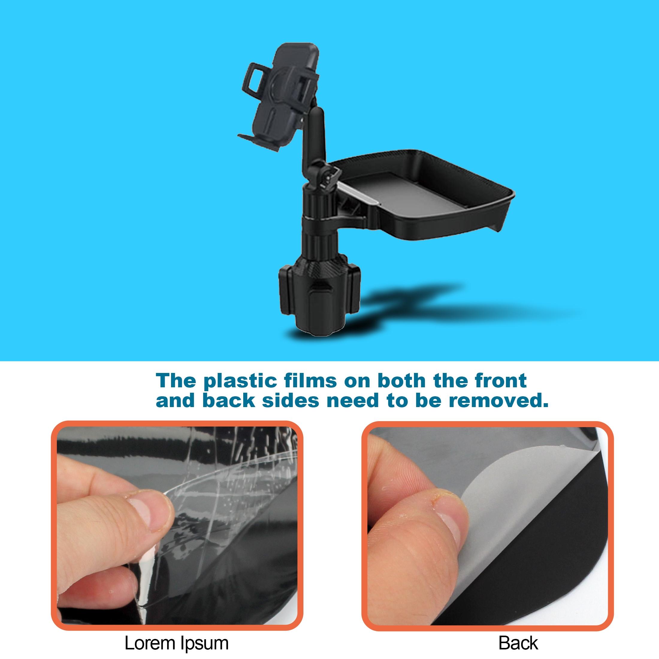 360° Rotatable Car Phone Holder with Cup Holder Tray, Universal Fit for Most Cars, Convenient Drink Food Storage Stand