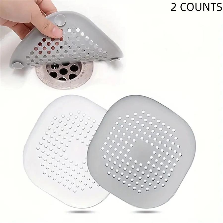 Sink Drain Hair Filter, Silicone Kitchen Odor Eliminator, Bathroom Shower Mesh, 2-Piece Set, Hair Collector for Drains