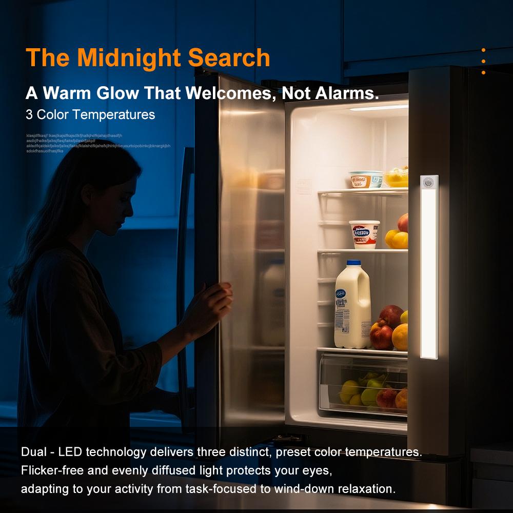 Two-Pack Rechargeable Motion Sensor LED Lights, Magnetic Wire-Free Under Counter Lighting, Battery Powered Under Cabinet Light, Adjustable Brightness & Color Night Light for Kitchen Bedroom Bedside Staris Bathroom Pantry Hallway