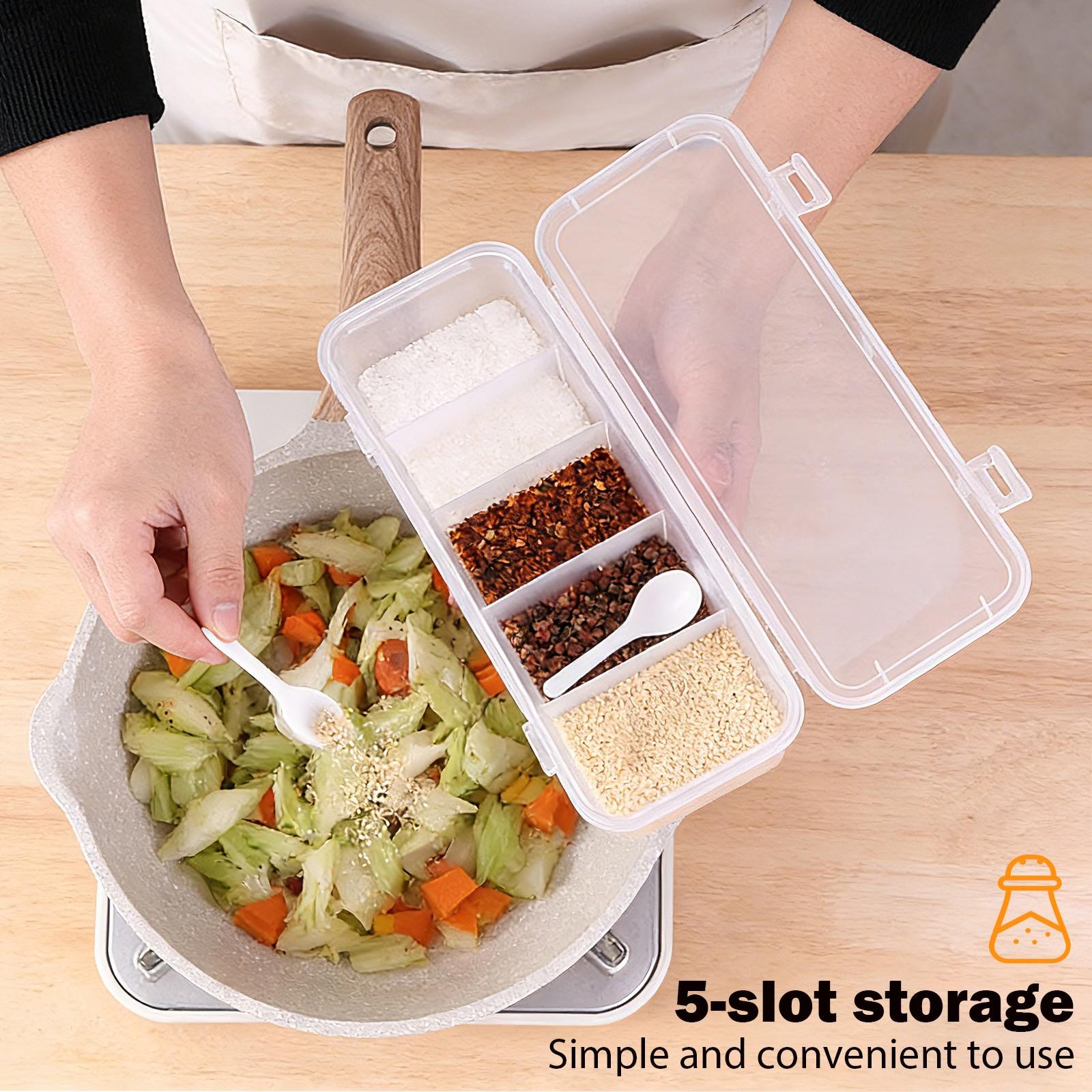 2-Pack Large Capacity Transparent Storage Box with Clips, 5 Compartments, Food-Grade PP Material, Dustproof Lid, Multi-Use for School/home/kitchen/bathroom