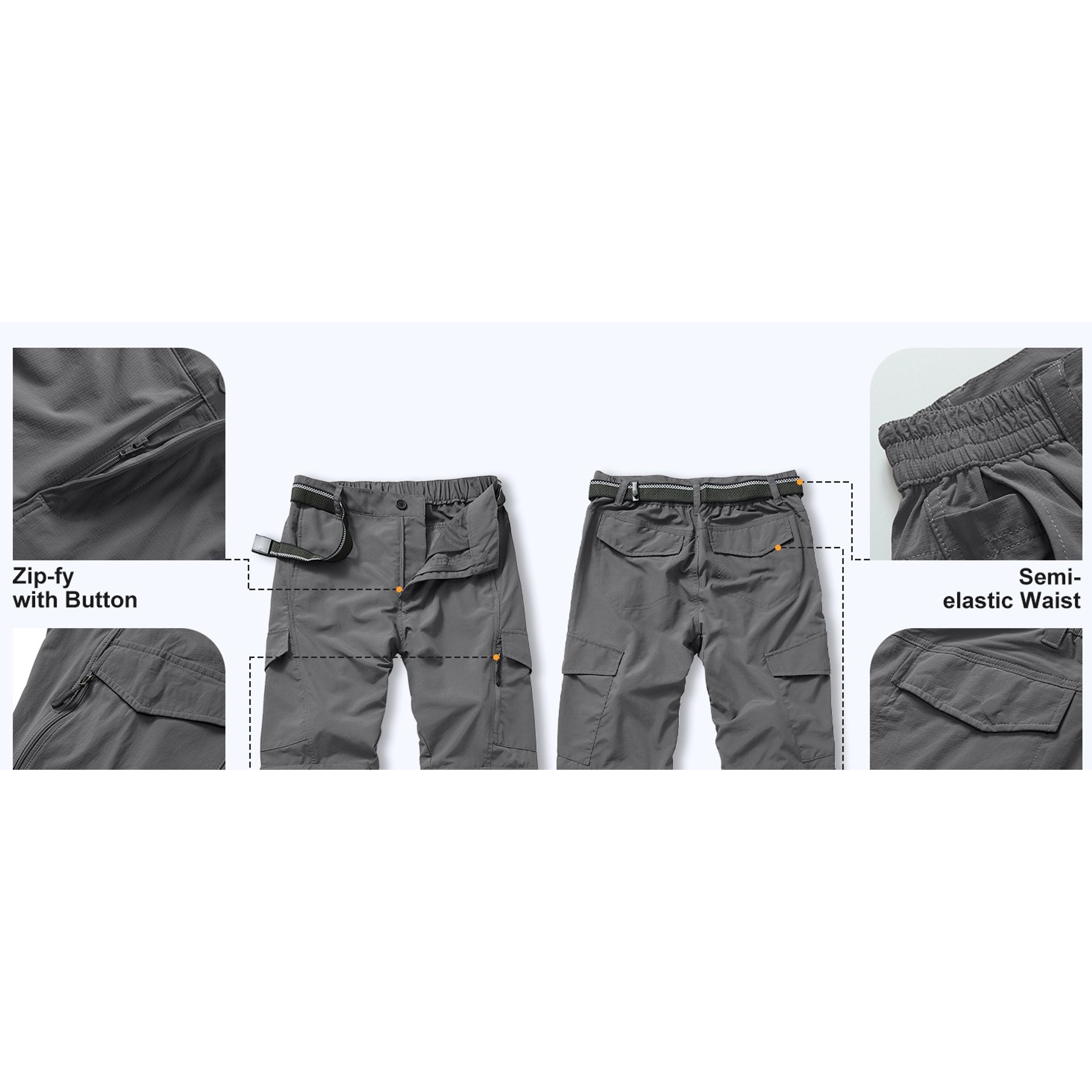 Boy Scout Pants Hiking Mens Convertible Zip Off Safari Fishing Outdoor Cargo Quick Dry Lightweight Breathable Stretchy UPF 50 Water Resistant Camping Travel Backpacking Hunting