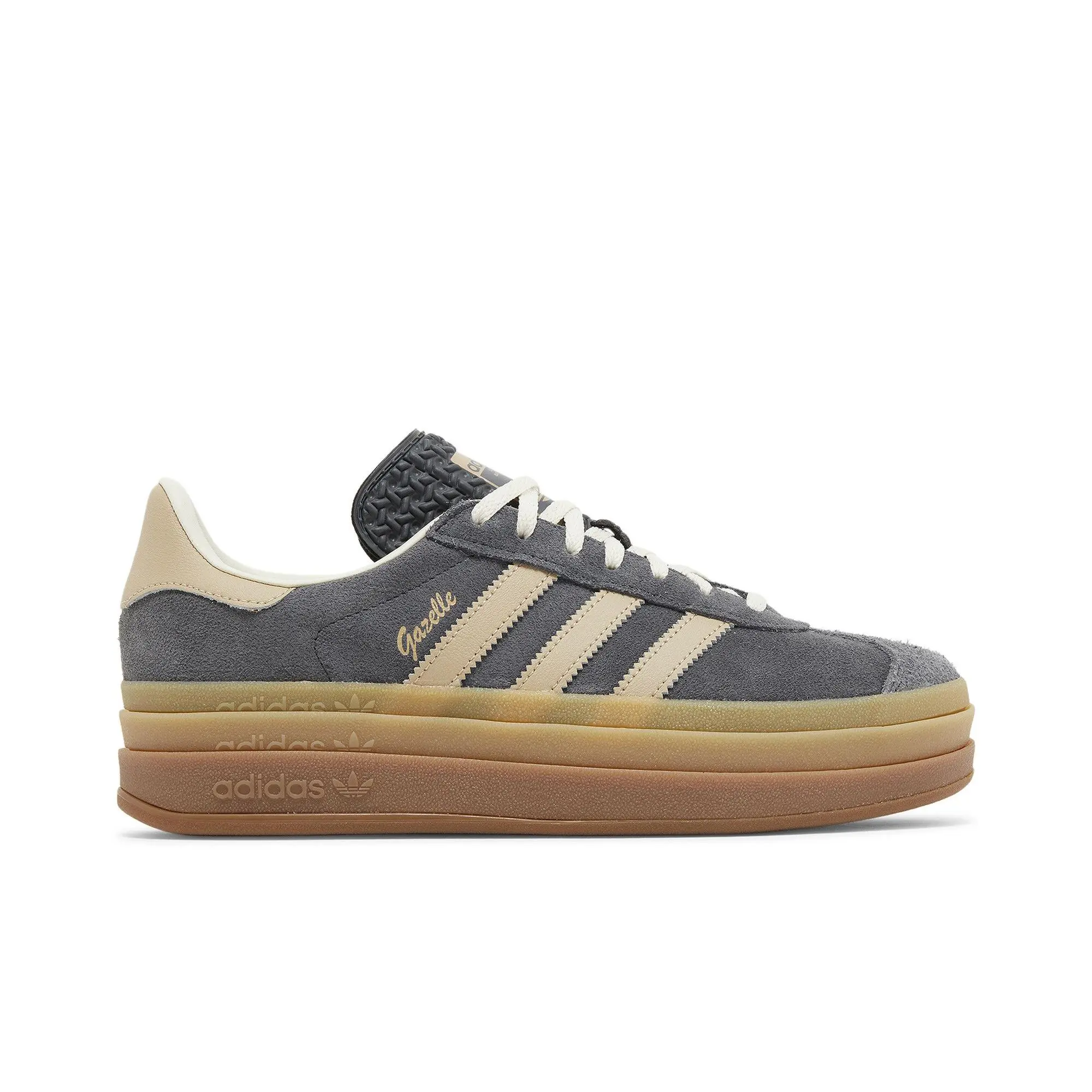 adidas Womens Gazelle Bold 'Grey Magic Beige Gum' (women's sizes) Grey Six/Magic Beige/Cream White sneakers IE0428