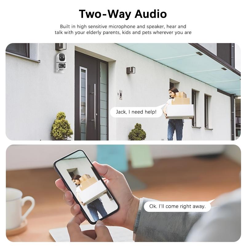 (2-Pack) Smart Security Camera Outdoor/indoor, 2.5k Resolution, 360° Pan/tilt, Motion Detection, Color Night Vision, WiFi Connectivity