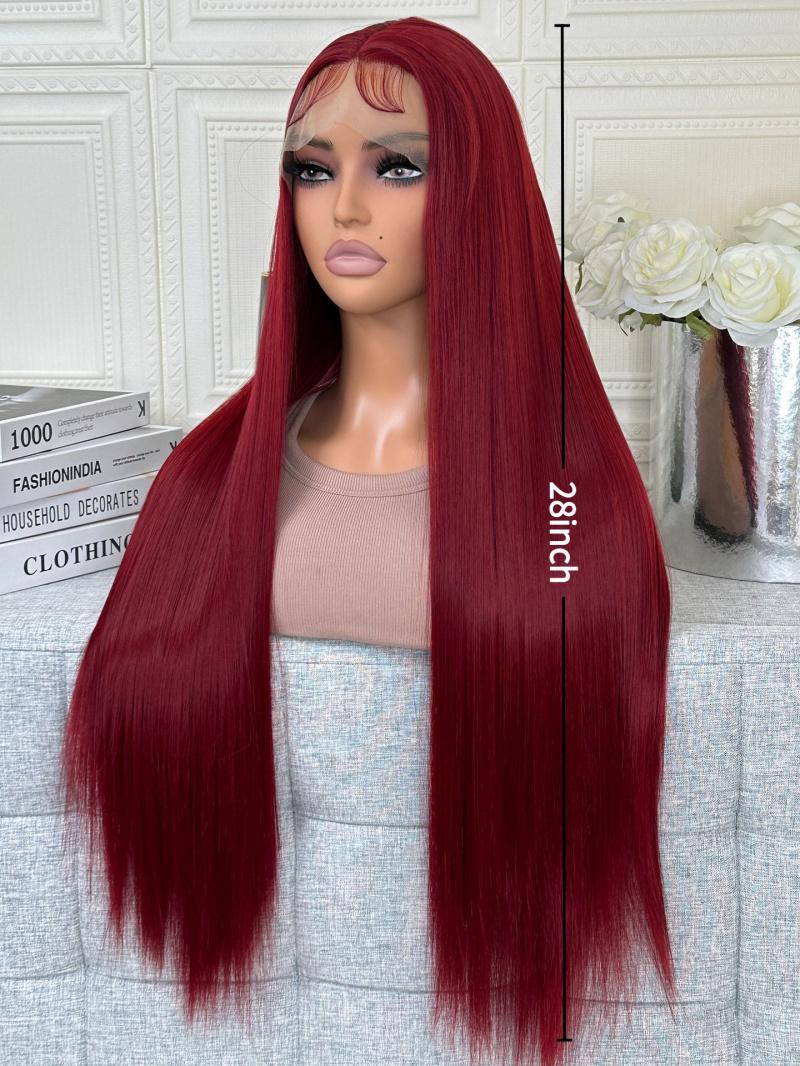 DLB 28-Inch Blonde 13x4 Lace Front Synthetic Wig, Long Straight Full Wig for Black Women, Heat Resistant, Natural Volume, Mocha Water Wave, Daily Use, Synthetic Wigs Glueless Wig