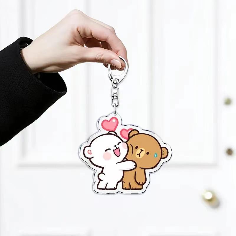 2D Anime Characters Cartoon Bears Cute Cloth Acrylic Keychains Animal Keychains Desktop Ornaments Exquisite Gifts for Anyone