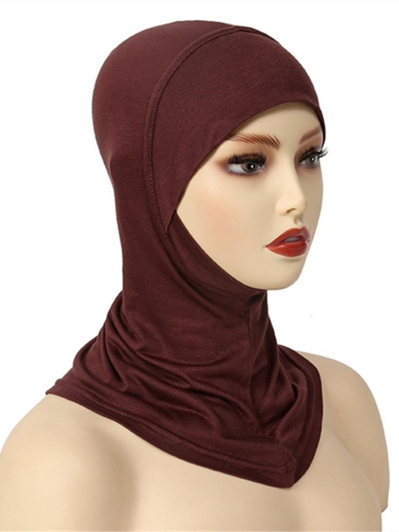 1pc Women's Inner Cap Underscarf Hijab Cap Turban Hat, Fashionable Solid Color Chin Elastic Head Cap & Neck Scarf for Comfort