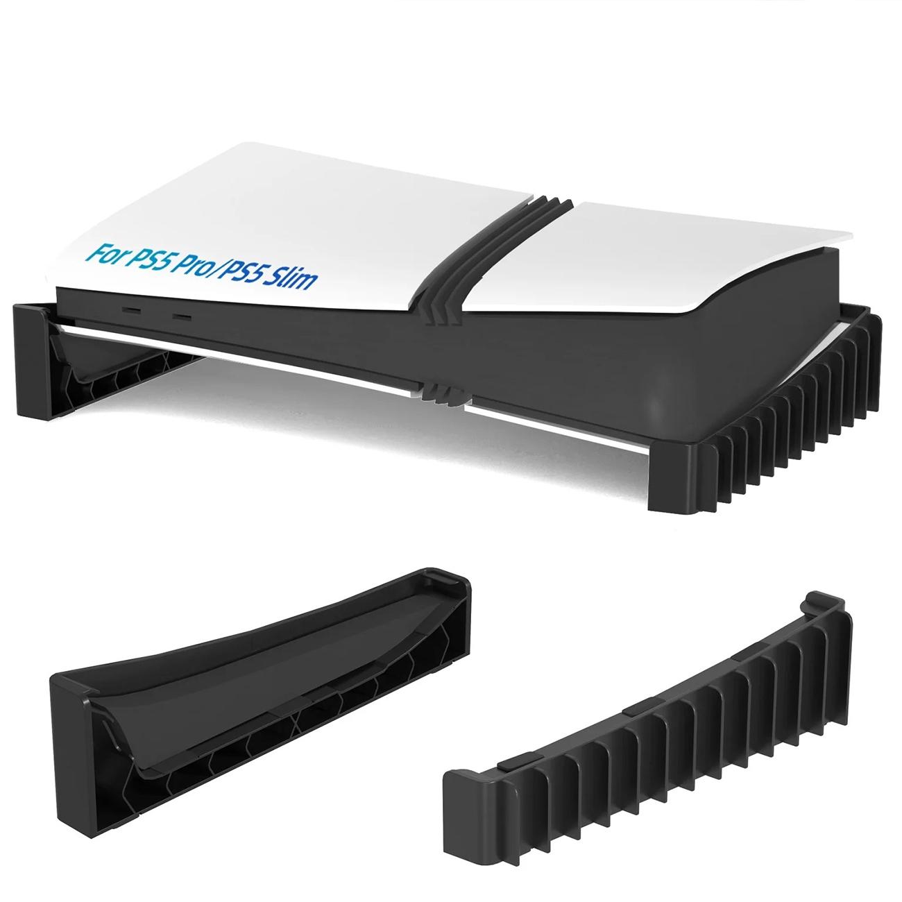 PS5 Horizontal Stand with 12 Disc Storage Slots, ABS Anti Slip Console Base, Space Saving Organizer Compatible with PlayStation 5 Slim and Pro Disc and Digital Editions, Stable Cooling Stand for Gaming Setup and Home Entertainment, Game Night Gadget