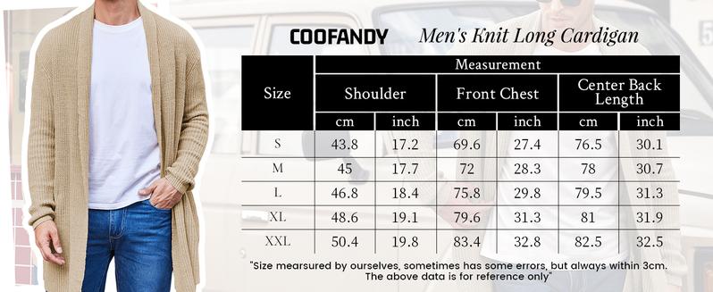 COOFANDY Men's Shawl Collar Long Cardigan Knit Ruffle Fashion Sweater Drape Cape Soft Matching Casual Basic Classic 100% Polyester Dry Clean Only Hand Wash Only Imported Knitwear Knitted