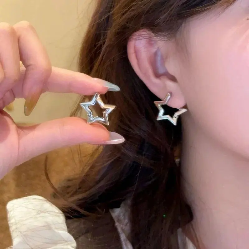 2025 Minimalist Sliver Color Star Stud Earrings For Girls Women Fashion Pentagram Piercing Earings Y2k Jewelry Gifts