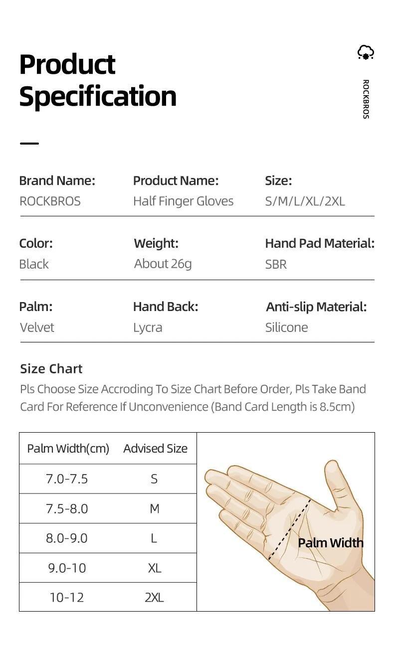 ROCKBROS Cycling Gloves Bike Gloves Biking Gloves for Men and Women Half Finger MTB Road Bicycle Gloves - Absorbing Gel Pad Anti-Slip Breathable Motorcycle Mountain Bike Gloves Unisex