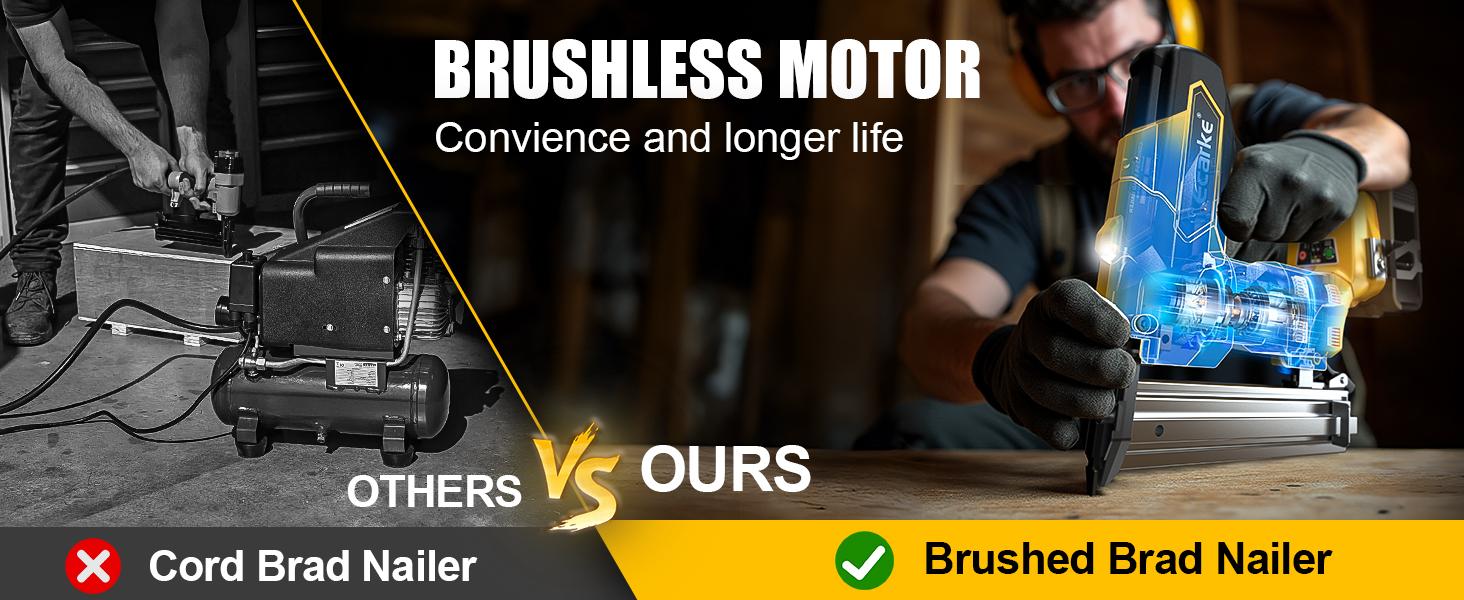 Cordless 18GA  5/8 to 1-1/4 Inch Brad Nailer for Dewalt 20V, 【Battery NOT Included】, 2 Mode 18 Gauge Nail Gun with 1000 Nials for Wood Carpentry, Brushless