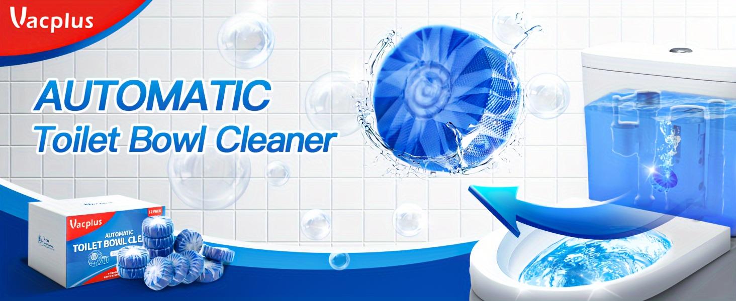 12 automatic toilet cleaning tablets, low odor to keep fresh, suitable for plastic surfaces, easy to use for home sanitation and RV toilets, powerful stain removal, long-lasting deodorization.