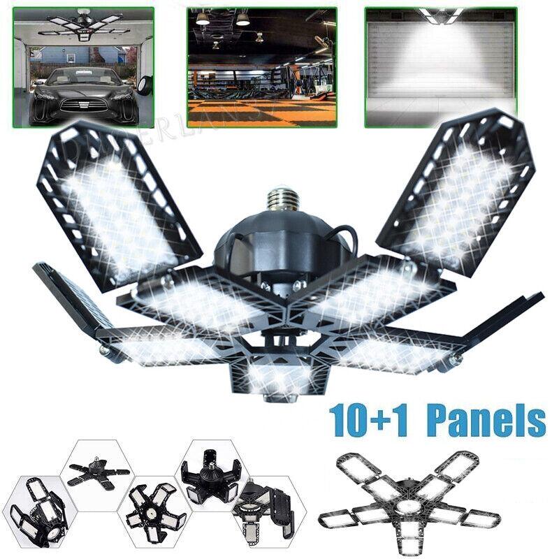 LED Garage Lights, 2Deformable Garage Light, Ceiling LED Shop Lights, E26/E27 Screw In LED Light Garage Lighting with 10+1 Panels Garage Bulb for Basement, Attic, Warehouse LED Garage Lights, 2Deformable Garage Light, Ceiling LED Shop Lights, E26/E27 Screw In LED Light Garage Lighting with 10+1 Panels Garage Bulb for Basement, Attic, Warehouse
