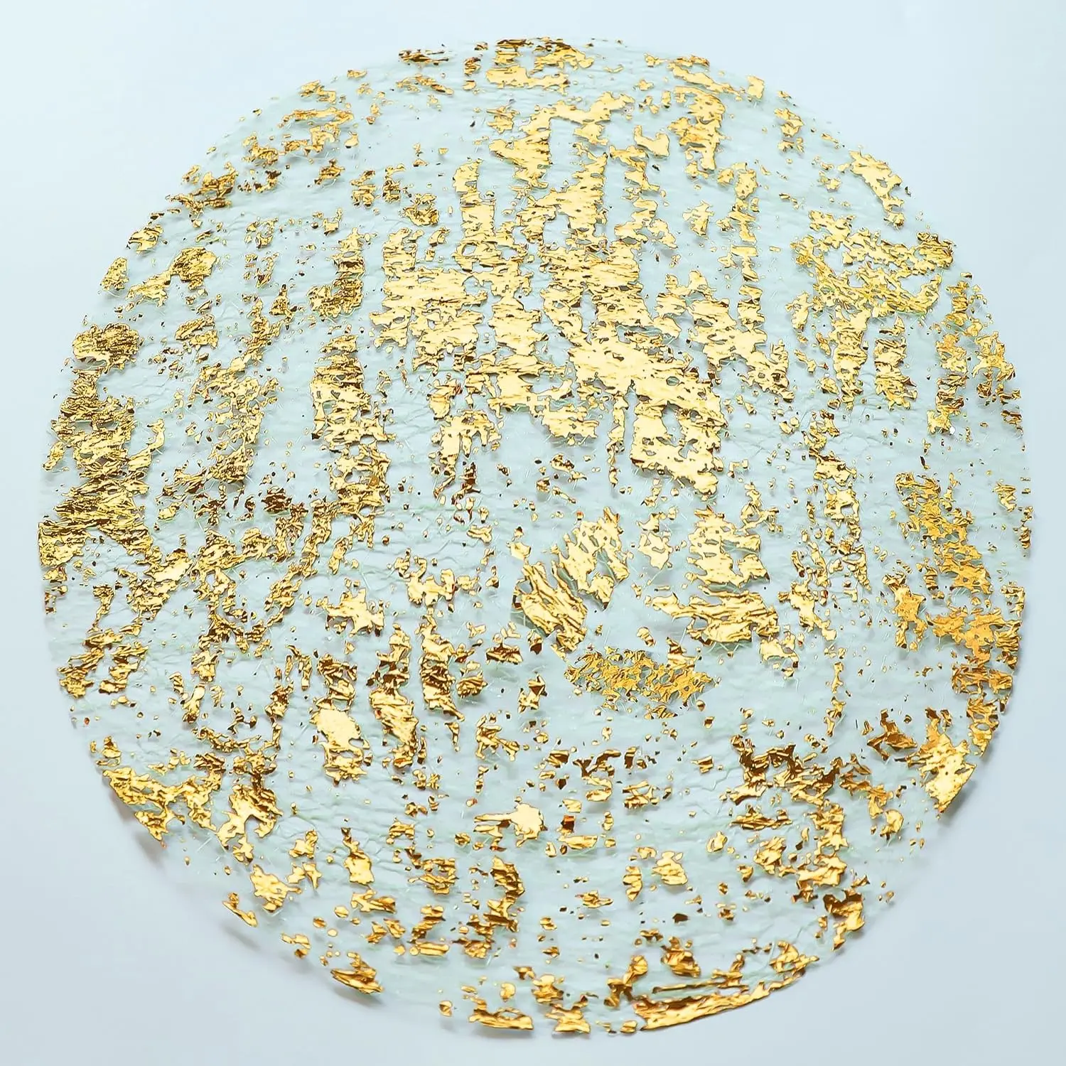 Gold Placemats Set of 24 Round 13 Inch Foil Mesh Pressed Fall Disposable Table Mates 24 Pack Gold Doilies for Dining Table Wedding Birthday Party Holiday Home Decoration