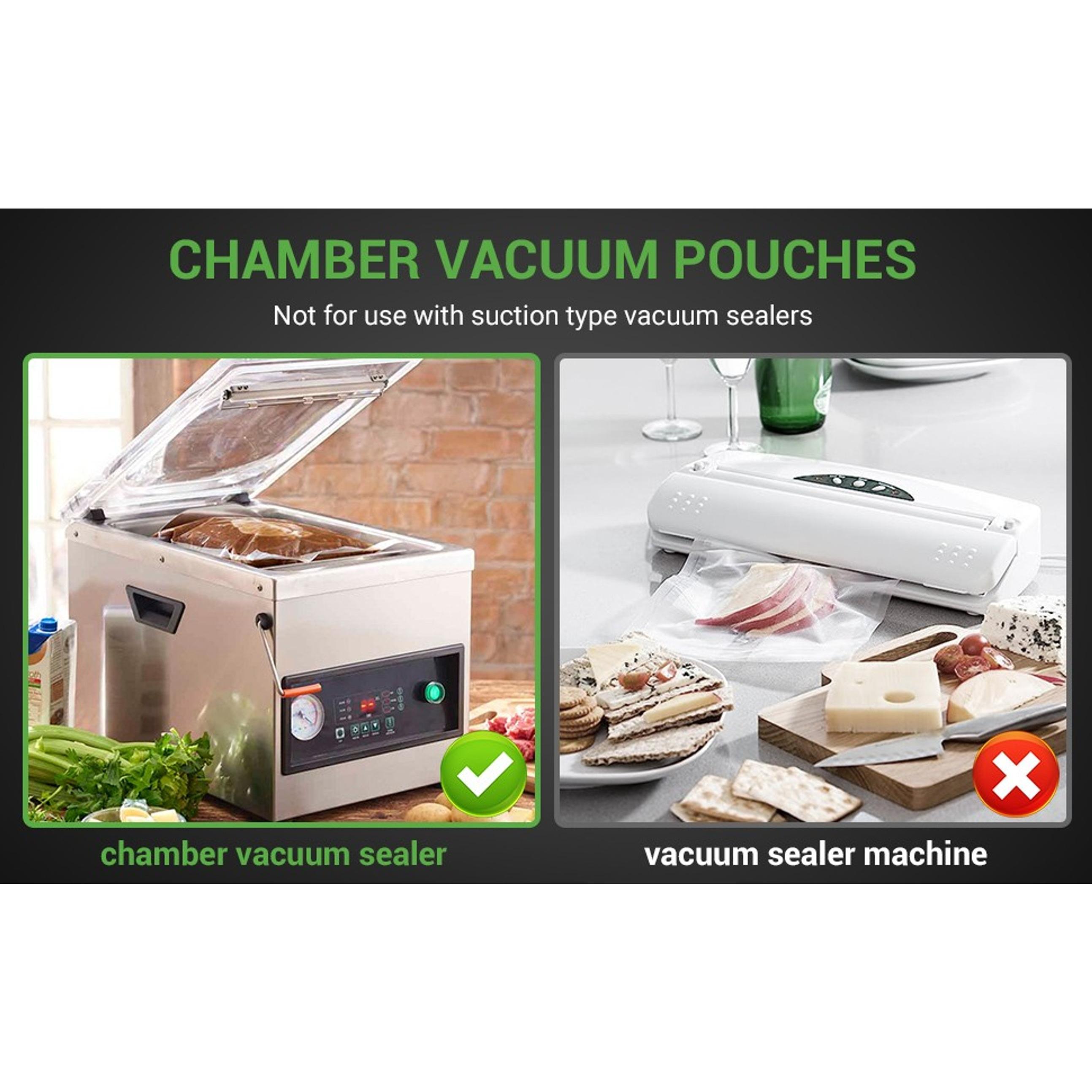 Chamber Vacuum Sealer Bags 300 Count 6" x 10" 8" x 12" 10" x 13" For 3-Mil Vacuum Chamber Bags Pre-Cut Chamber Vacuum Bags- BPA-Free -Heavy Duty Chamber Machine Pouches
