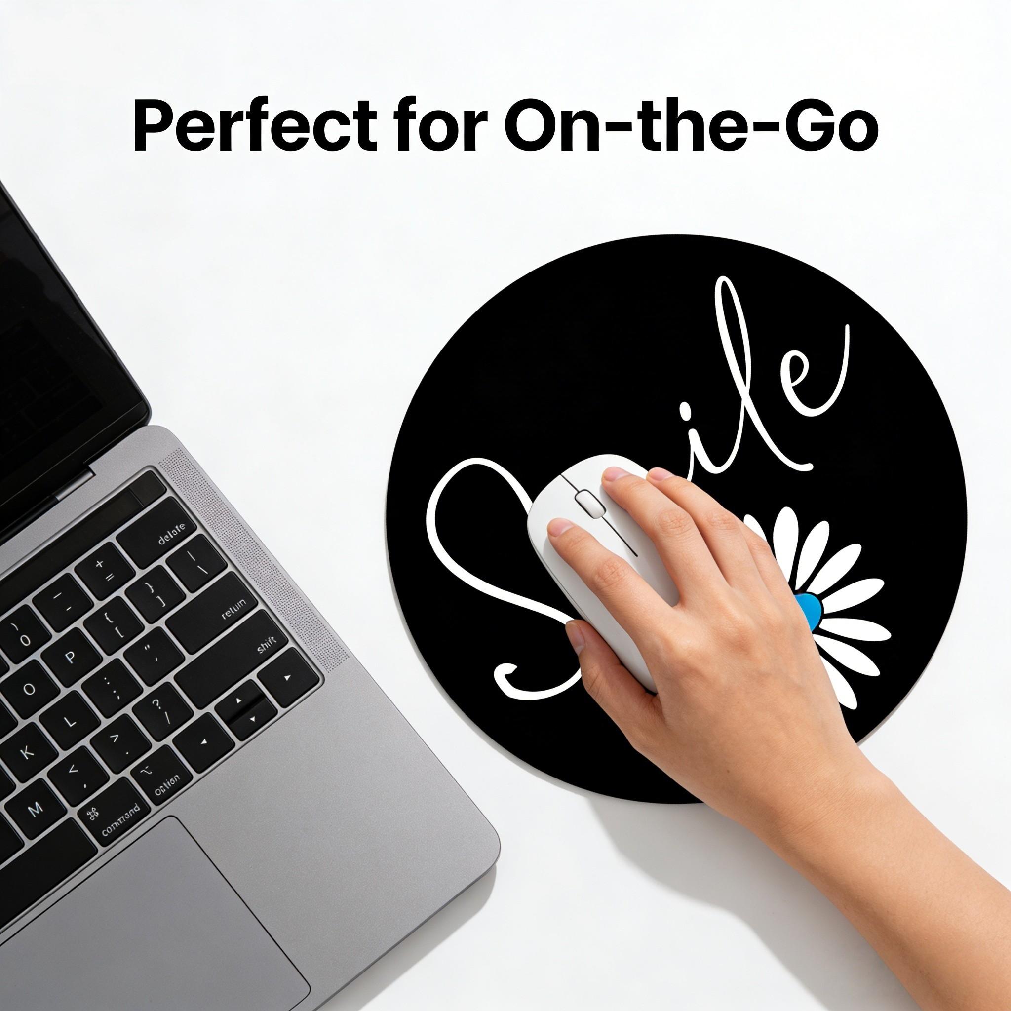 Fashionable Small Daisy Round Mouse Pad, Non-Slip Rubber Base, Gaming & Office Use, 7.87 Inch, Gift for Girls & Women