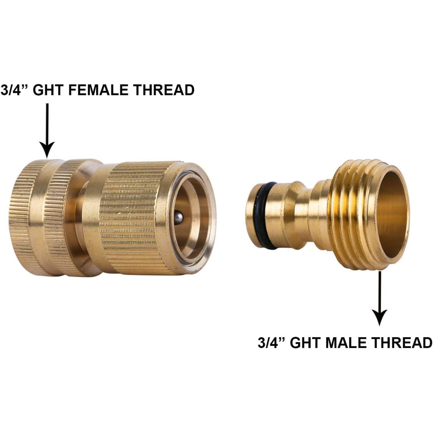 Garden Hose Quick Connector, Solid Brass Connector for 3/4 Inch Garden Hose, Durable and Easy to Use Water Hose Fitting, Hose Attachment, Garden Hose Metal