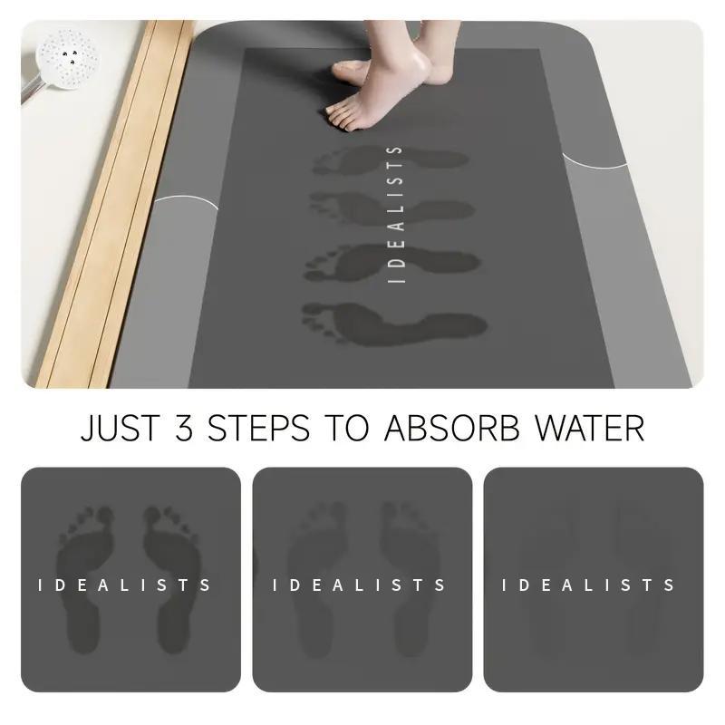 Bathroom Mat Premium Quick-Dry-Ultra-Absorbent Thin Diatomite Bath Mat-Rubber Backing Thin Non-Slip, Machine Washable, and Mildew-Resistant Rug for Shower, Kitchen, Laundry Room,and More with Geometric Design and Easy Cleaning last-minute  Holiday Haul