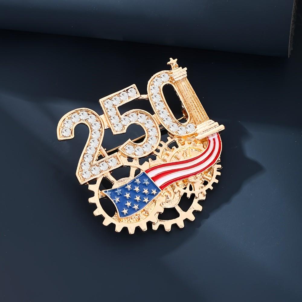 US 250th Anniversary Commemorative Brooch, American Patriotic Independence Day Pin for Men Women, Lapel Accessory for Suit Blazer Coat Collar