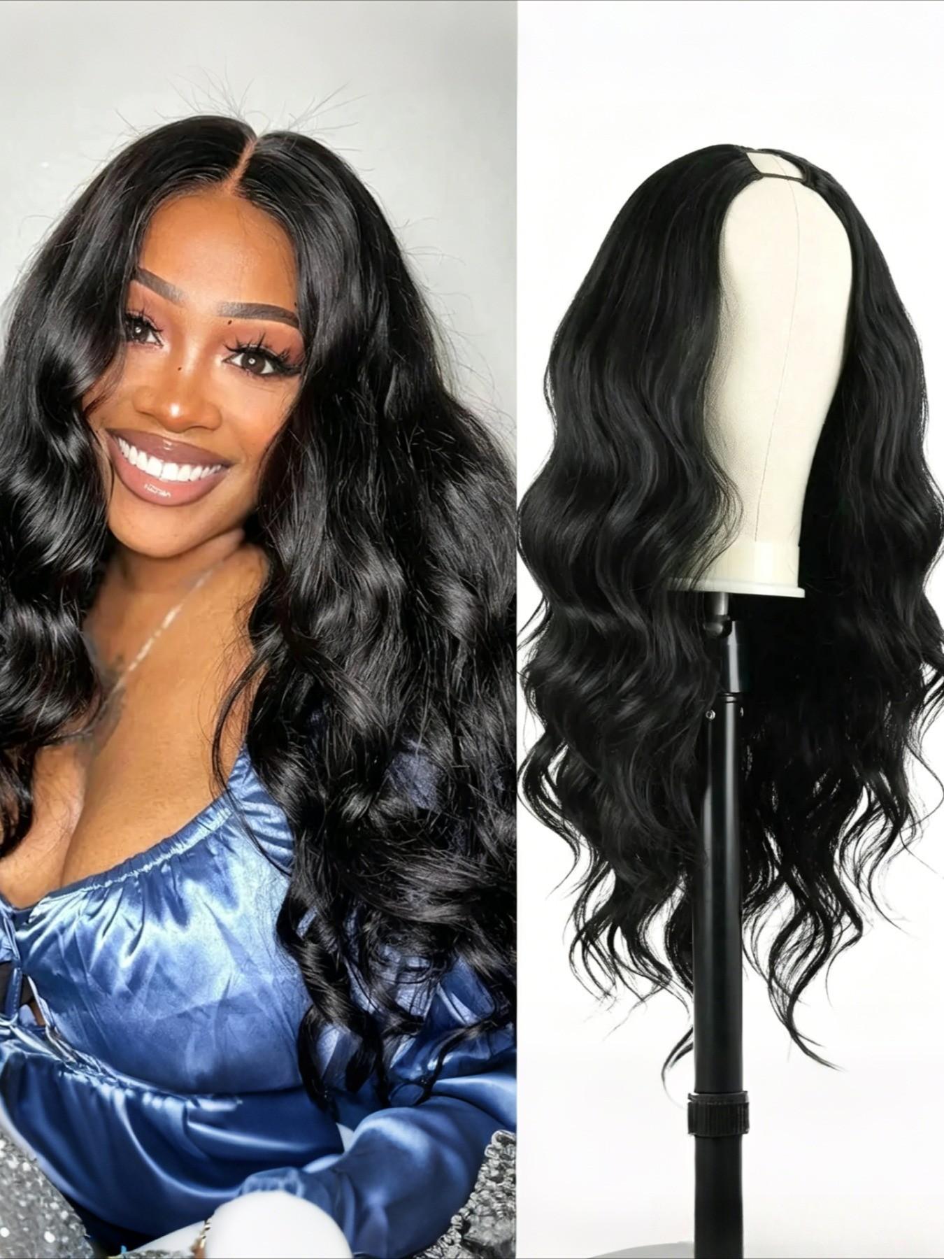 26 Inch Body Wave V Part Wigs Upgrade Glueless Human Hair Blend Wigs No Leave Out V Part Clip In Wigs Easy Wear No Glue No Sew In Beginner Friendly Soft Natural Synthetic Hair Wigs For Women Daily Party Use Lace Glueless Wigs