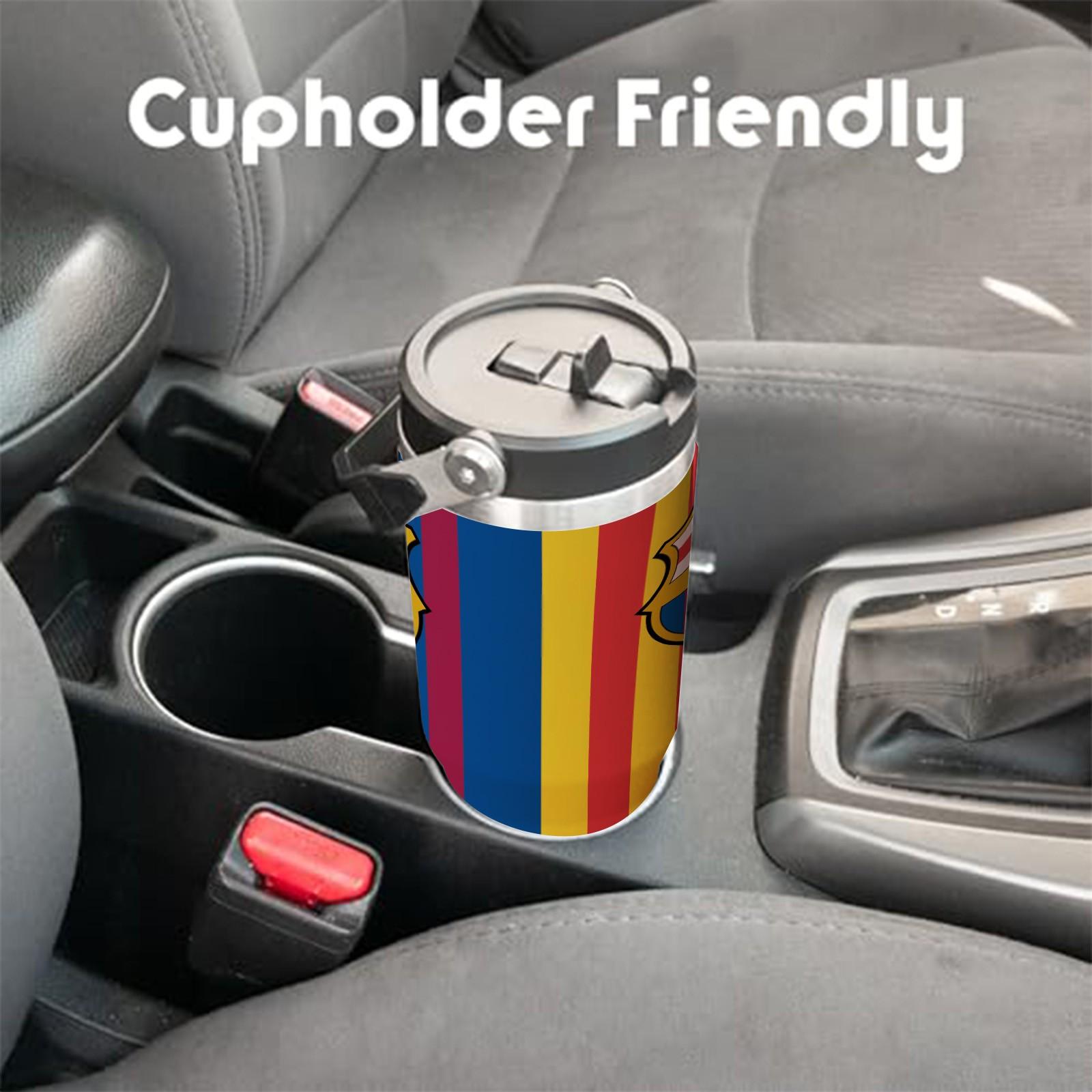 1 Pc Vacuum Cup 30oz Skinny Tumbler With Handle And Lid, Double Wall Thermal Mug, Leak Proof Insulated Mug, Keeps Hot 12 Hours Cold 24 Hours, Classic Stripe Fan Style Travel Mug For Coffee Tea, Gift For Men Women Sports Holiday Daily Use