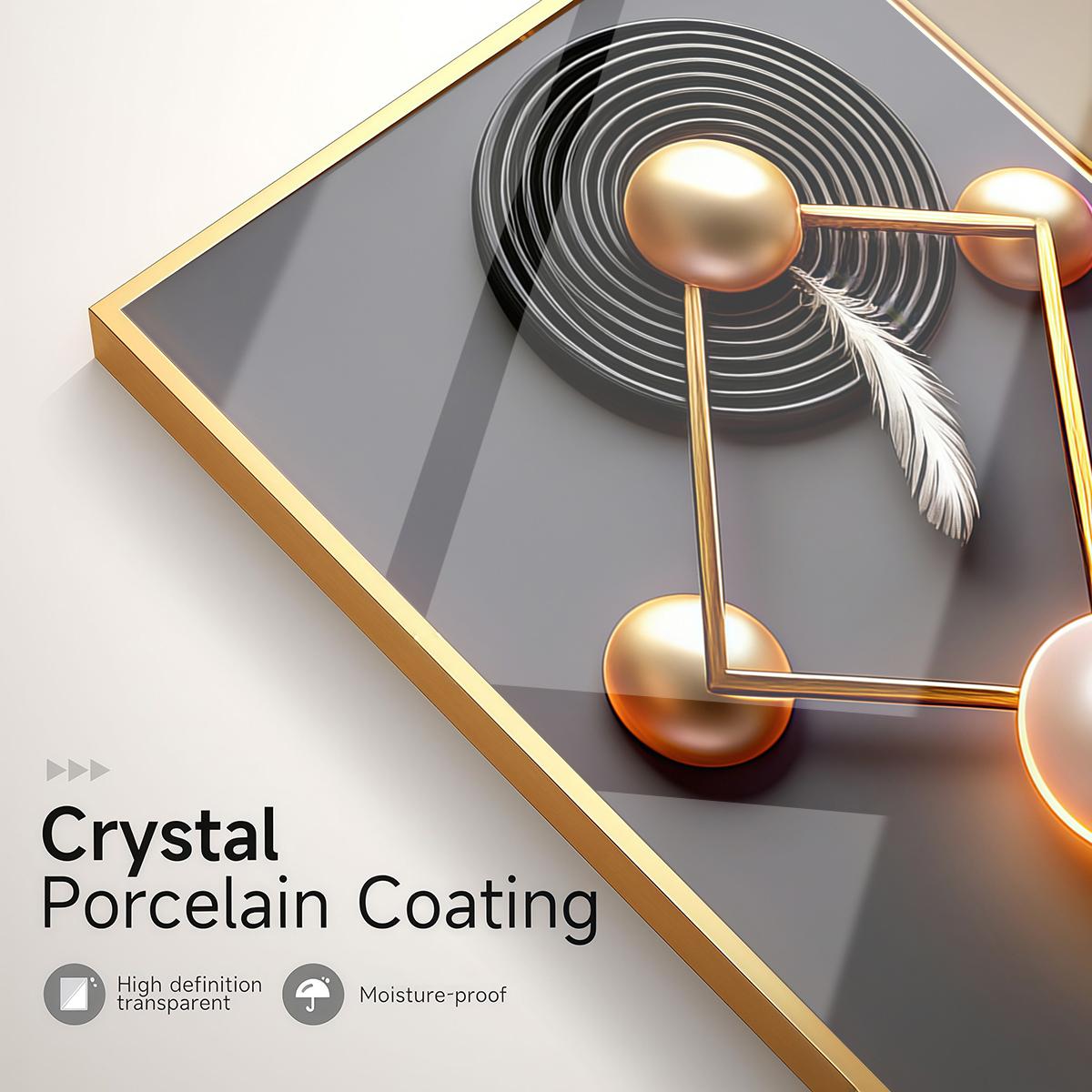 3 Counts Aluminum Alloy Framed Painting, Modern Geometric Feather Art Pictures, Home Decoration For Living Room, Bedroom, Office, Restaurant, Hallway Wall Decor, Odorless Print Artwork, Luxury Perfect Gift For Friends And Family