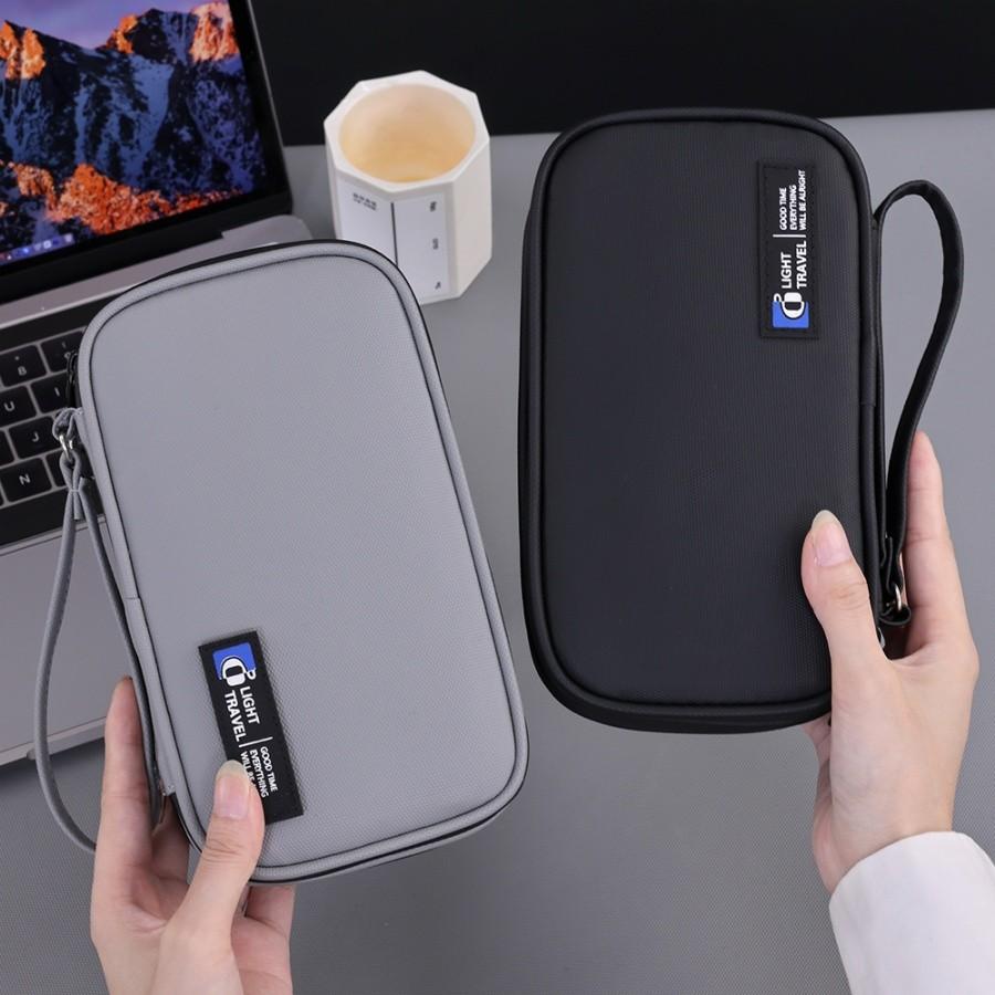 Small Dual-Layer Data Cable Organizer Bag, Mobile Power Bank U Disk U Shield Storage Pouch, Digital Electronics Accessories Case
