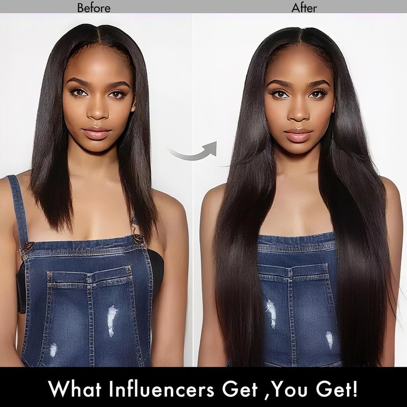 Mscoco Clip In Human Hair Extensions invisible And Seamless Yaki Straight/ Body Wave/ Silky Straight Real Human Hair Clip In Quick Weave No Salon Needed 7pcs/pack Easy To Install