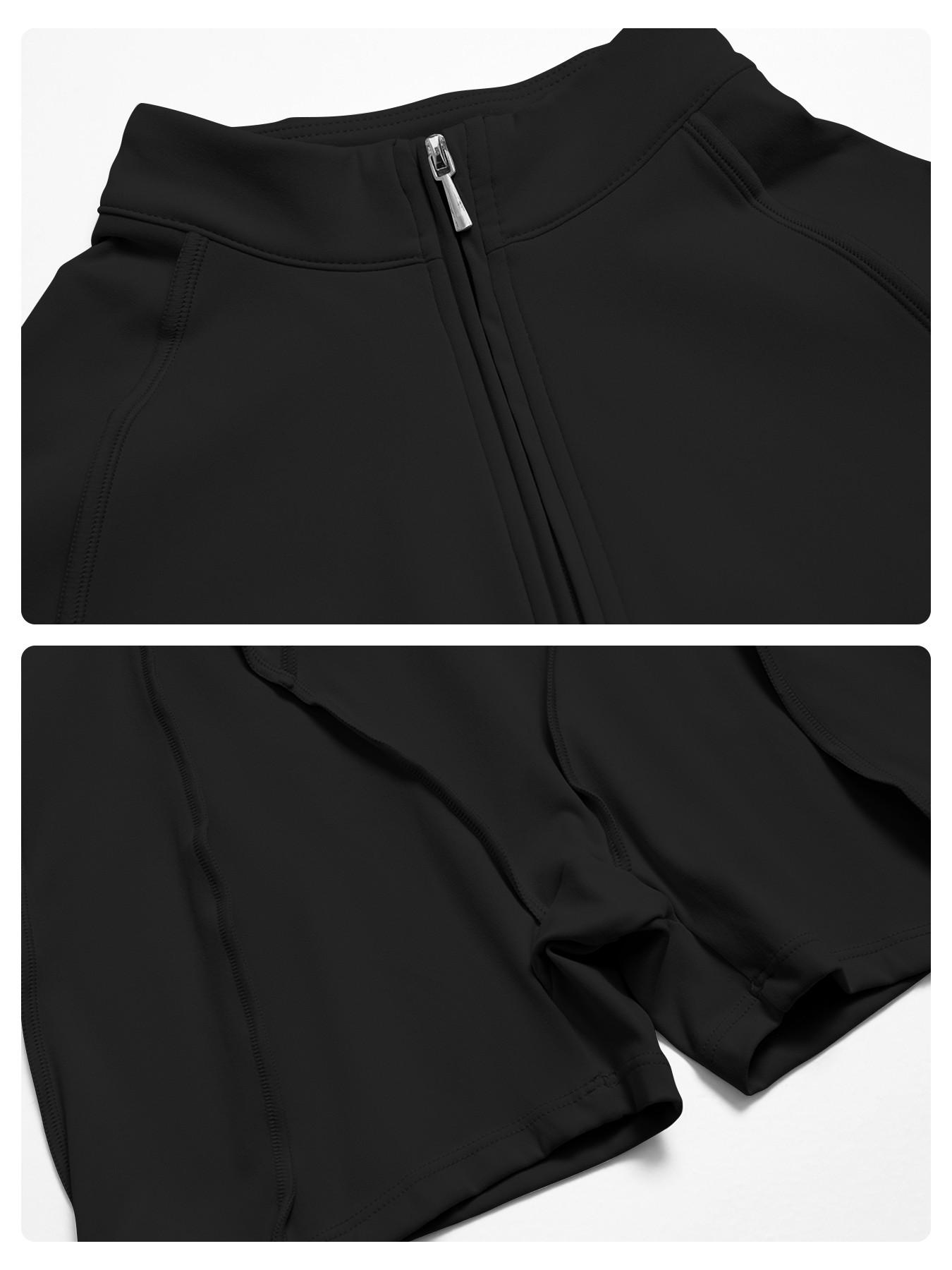 Women's Sportswear Half-Zip Stand Collar Shapewear Jumpsuit, Casual Slim-Fitting Short Sleeve Jumpsuit for All Seasons