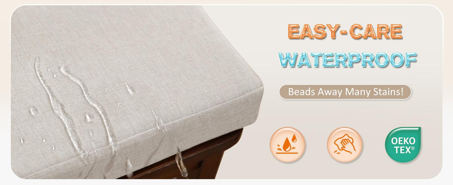 Downluxe Dining Chair Cushions Chair Protector Set , Memory Foam Linen Kitchen Chair Pads with Ties, Waterproof & Washable Cover, 17" x 16" x 2.5"