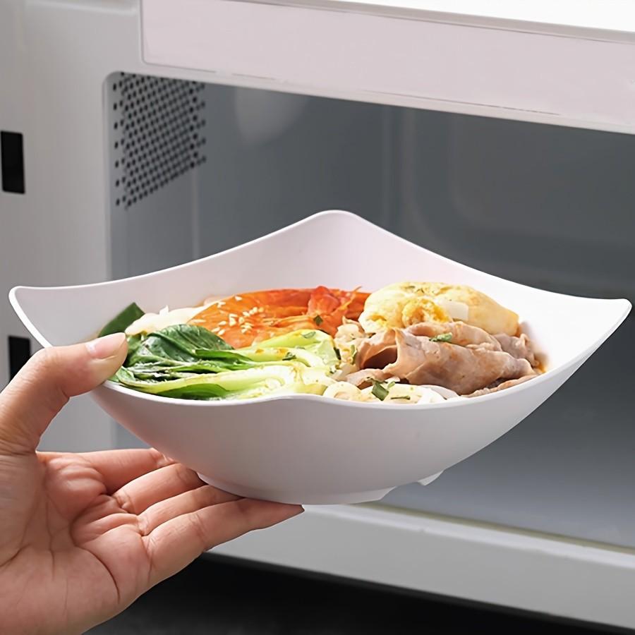 6-Piece Large Plastic Square Footed Bowls Set, Party Salad Bowl, Stackable Lightweight Kitchenware, Microwave & Dishwasher Safe