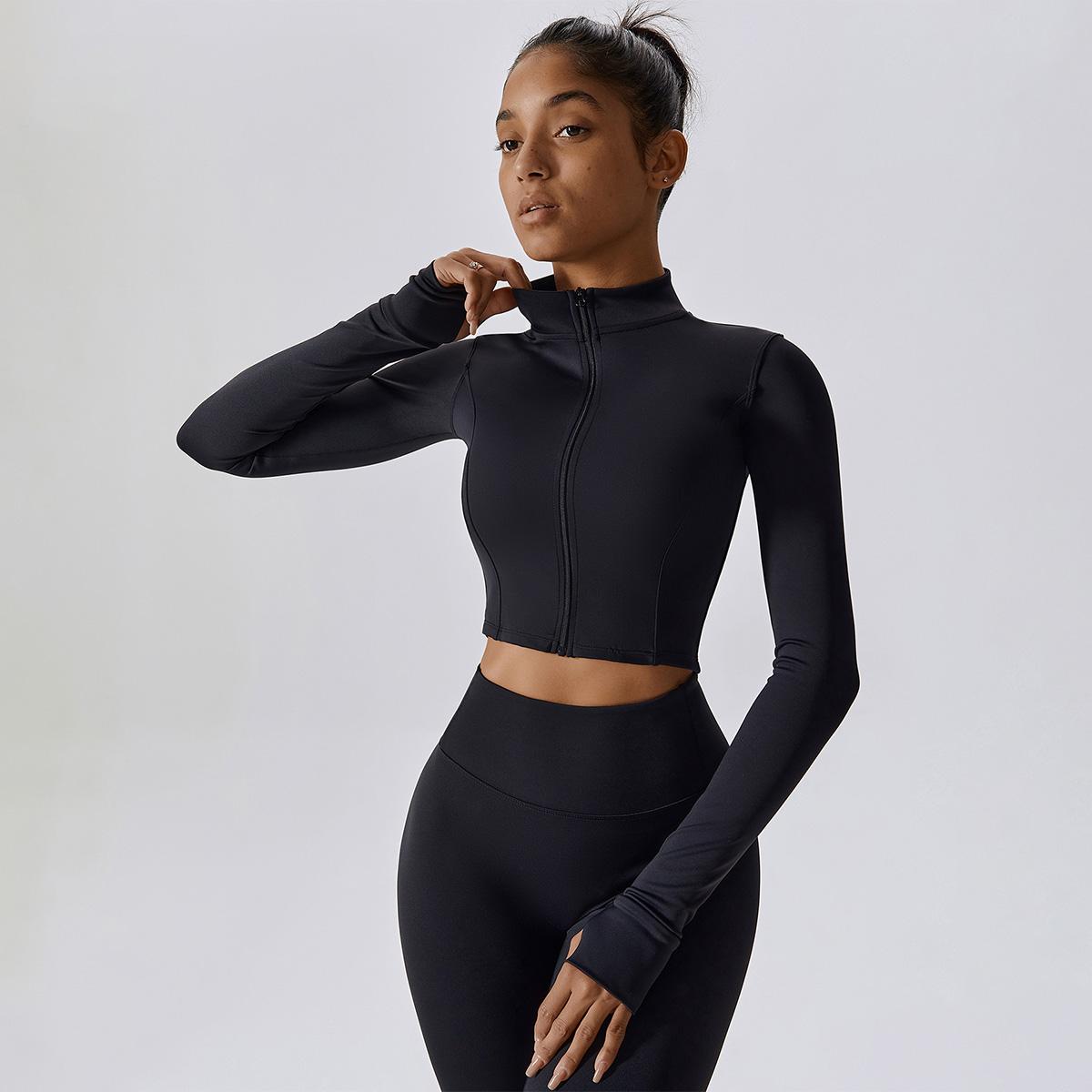 MASKERT Women's Two Piece Set High Waist Tight Fitting Leggings & Zip Up Crop Jacket Workout Activewear for Gym & Casual Wear SpringStatements MASKERT Women's Two Piece Set High Waist Tight Fitting Leggings & Zip Up Crop Jacket Workout Activewear for Gym & Casual Wear SpringStatements