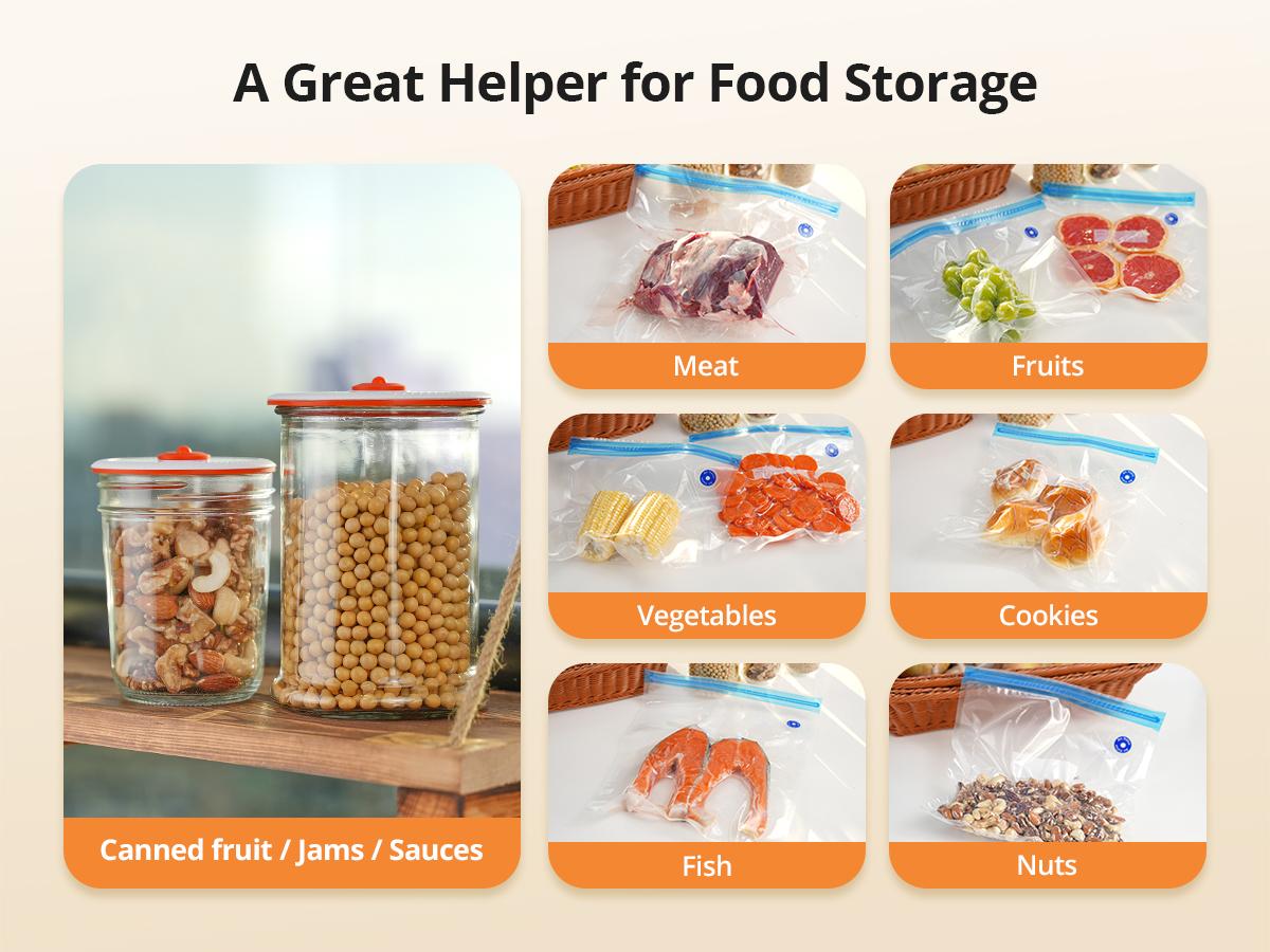 INKBIRD 4 in 1 Handheld Vacuum Sealer White & Green 60Kpa Strong Suction USB Rechargeable Portable Food Preservation Solution with Mason Jar Lids & Food Bags TikTokShopHolidayHaul