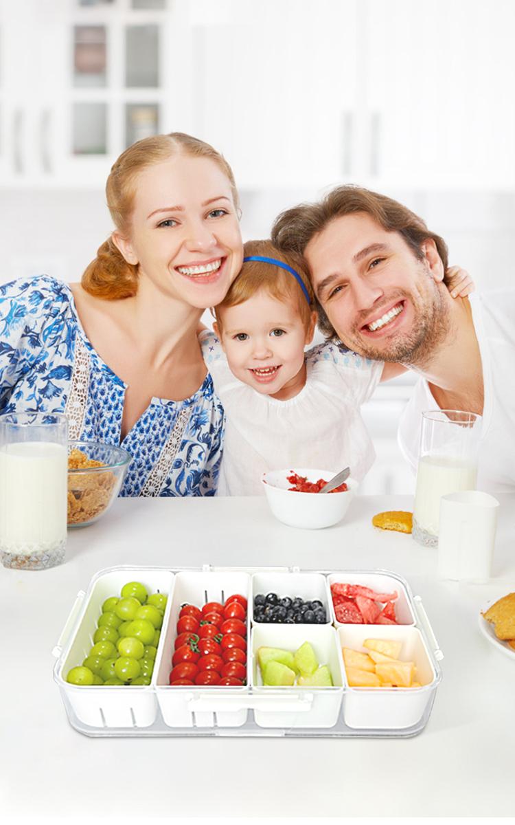 Dual Layer 16-Grid Divided Serving Platter with Lid, Large Capacity Snack & Appetizer Tray Organizer for Hosting and Travel