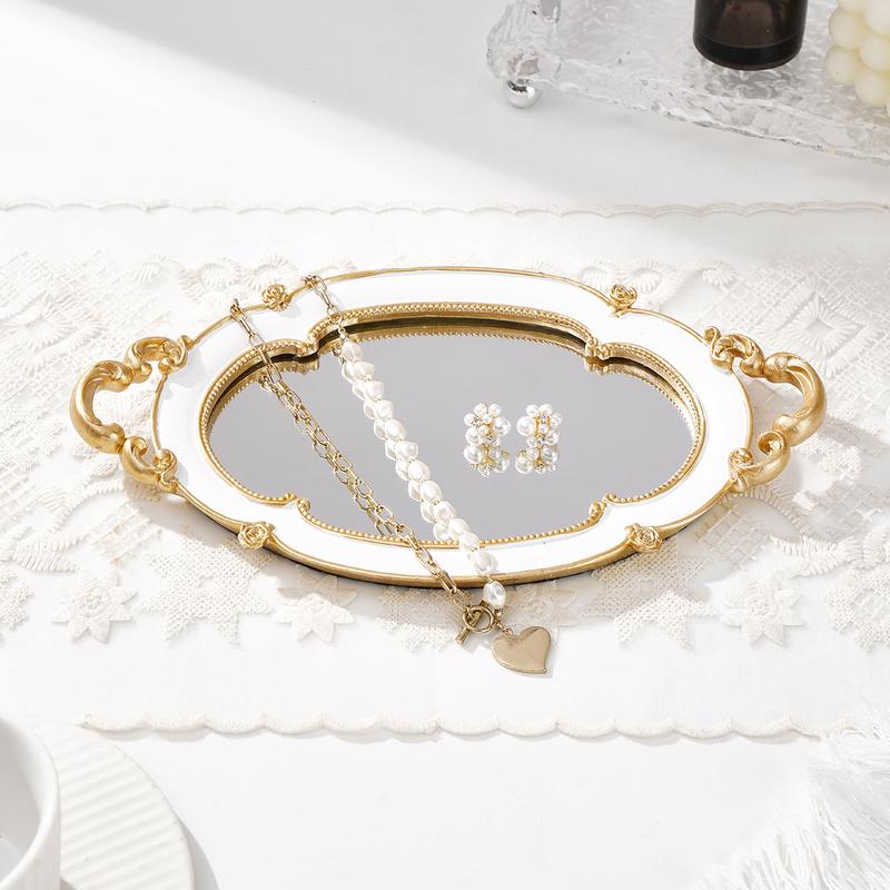 Elegant Cloud-Shaped Mirror Tray, Resin Hand-Painted Home Decor Plate, Glass Inlay Design, Multi-Color Options, Perfect for Photography Props