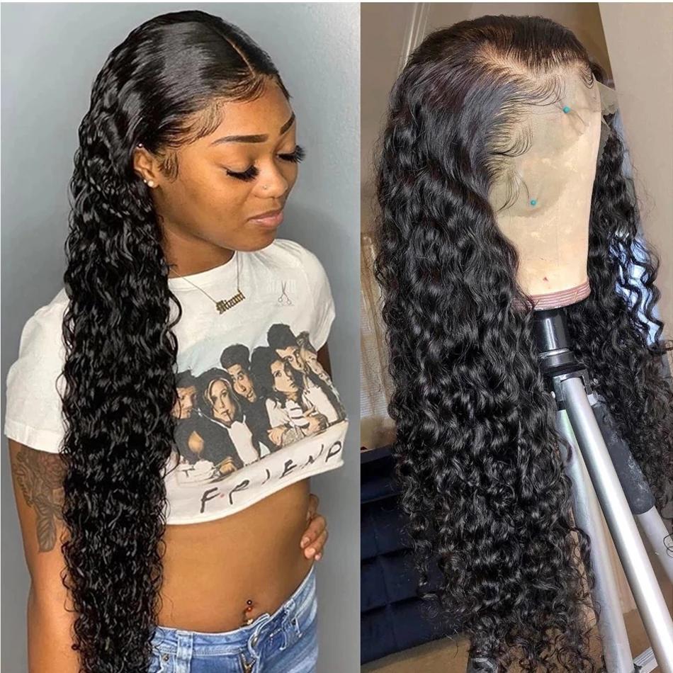 Bling Hair 13x6 Deep Wave HD Lace Front Wig Human Hair 180% density Transparent Lace Frontal Wigs For Women Human Hair Hair Wigs Pre Plucked Lace Front Wig Real Hair Wigs